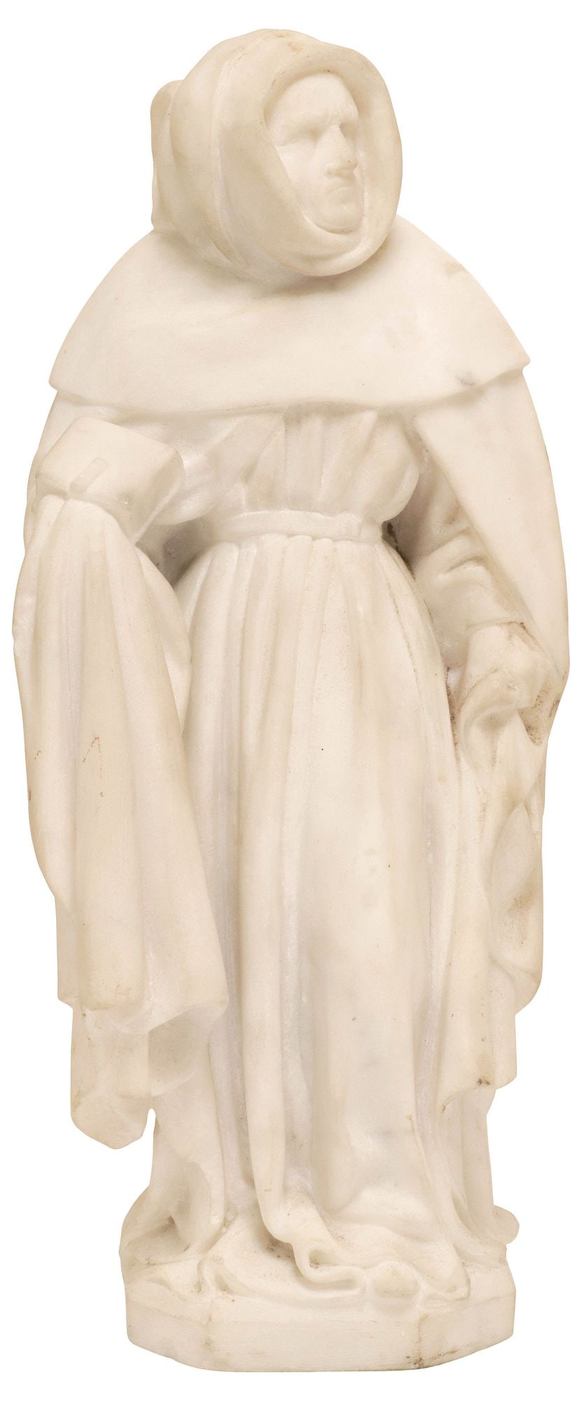 CARVED MARBLE RELIGIOUS TOMB SCULPTURE, THE MOURNER, 15.5"H (1 of 5)