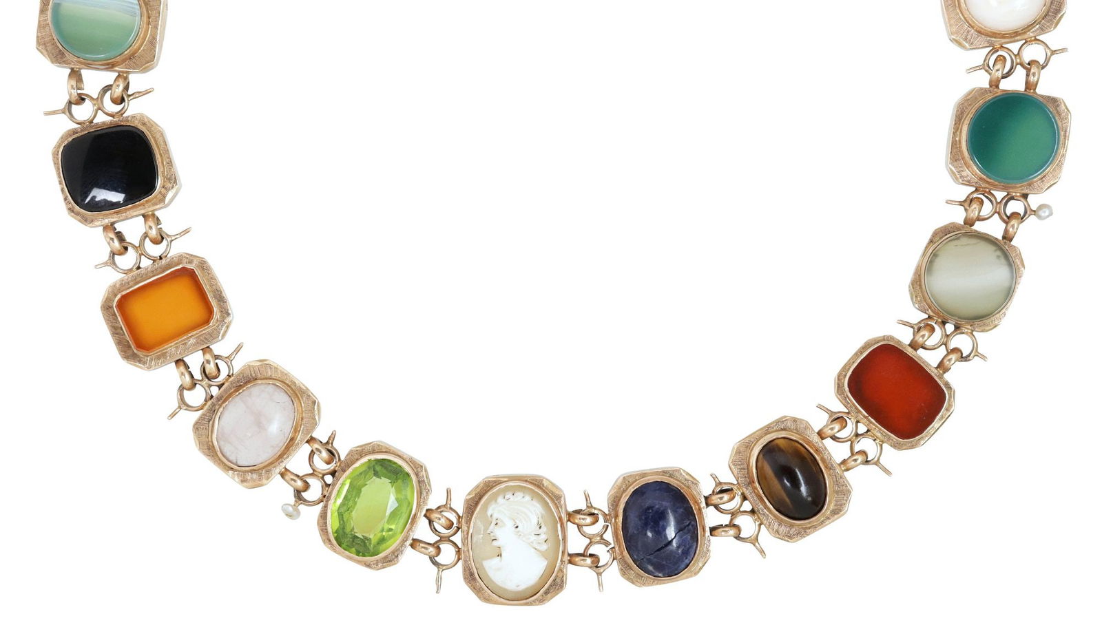 ESTATE 14KT YELLOW GOLD & MULTI-GEMSTONE 'STUCKLEINSKETTE' NECKLACE, AFTER THE ANTIQUE (1 of 7)