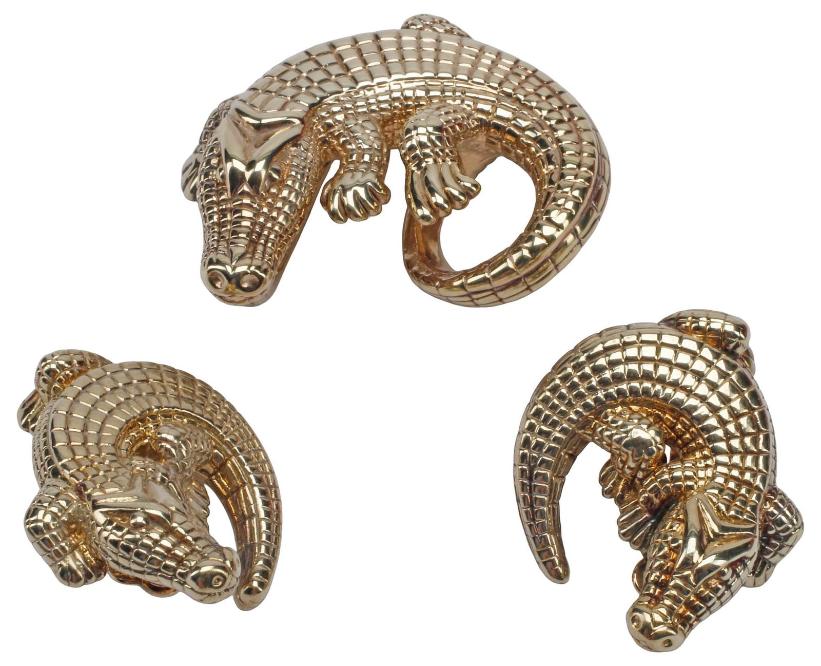 (2) ESTATE 14KT YELLOW GOLD CROCODILE SLIDE PENDANT AND EARRINGS (1 of 6)