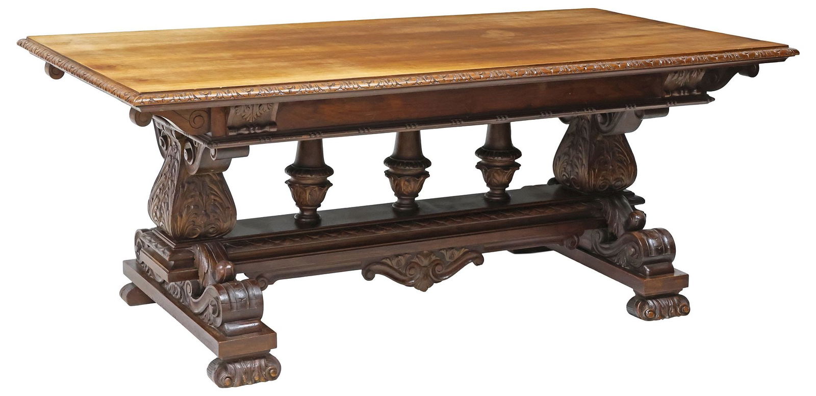 U. BRICHETTO ITALIAN RENAISSANCE REVIVAL WALNUT EXTENSION DINING TABLE (1 of 6)