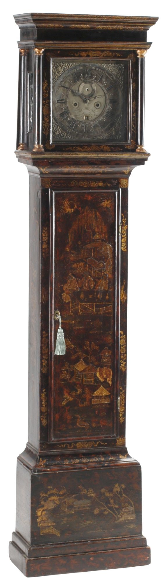 ENGLISH GEORGIAN PERIOD JAPANNED CHINOISERIE LONGCASE CLOCK (1 of 7)