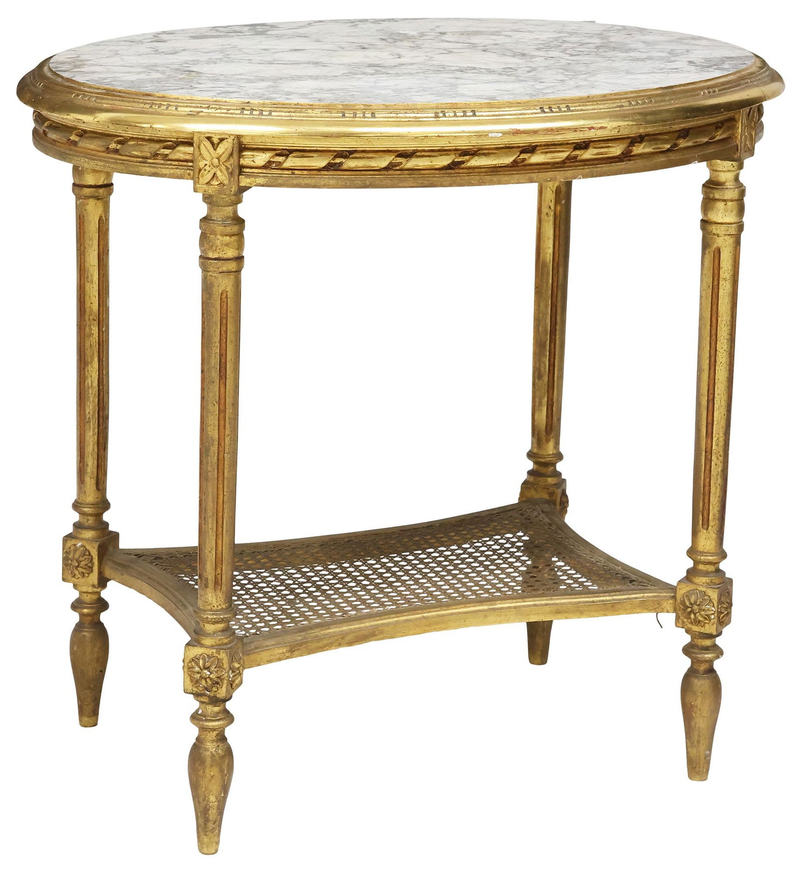 FRENCH LOUIS XVI STYLE MARBLE-TOP GILTWOOD SALON TABLE (1 of 4)
