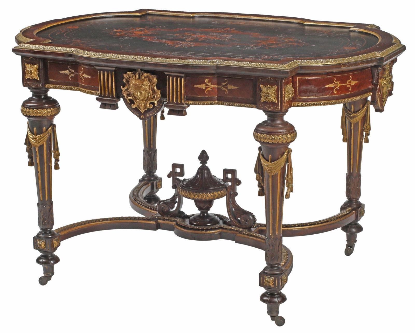 FRENCH NAPOLEON III PERIOD ORMOLU-MOUNTED MARQUETRY SALON TABLE (1 of 6)
