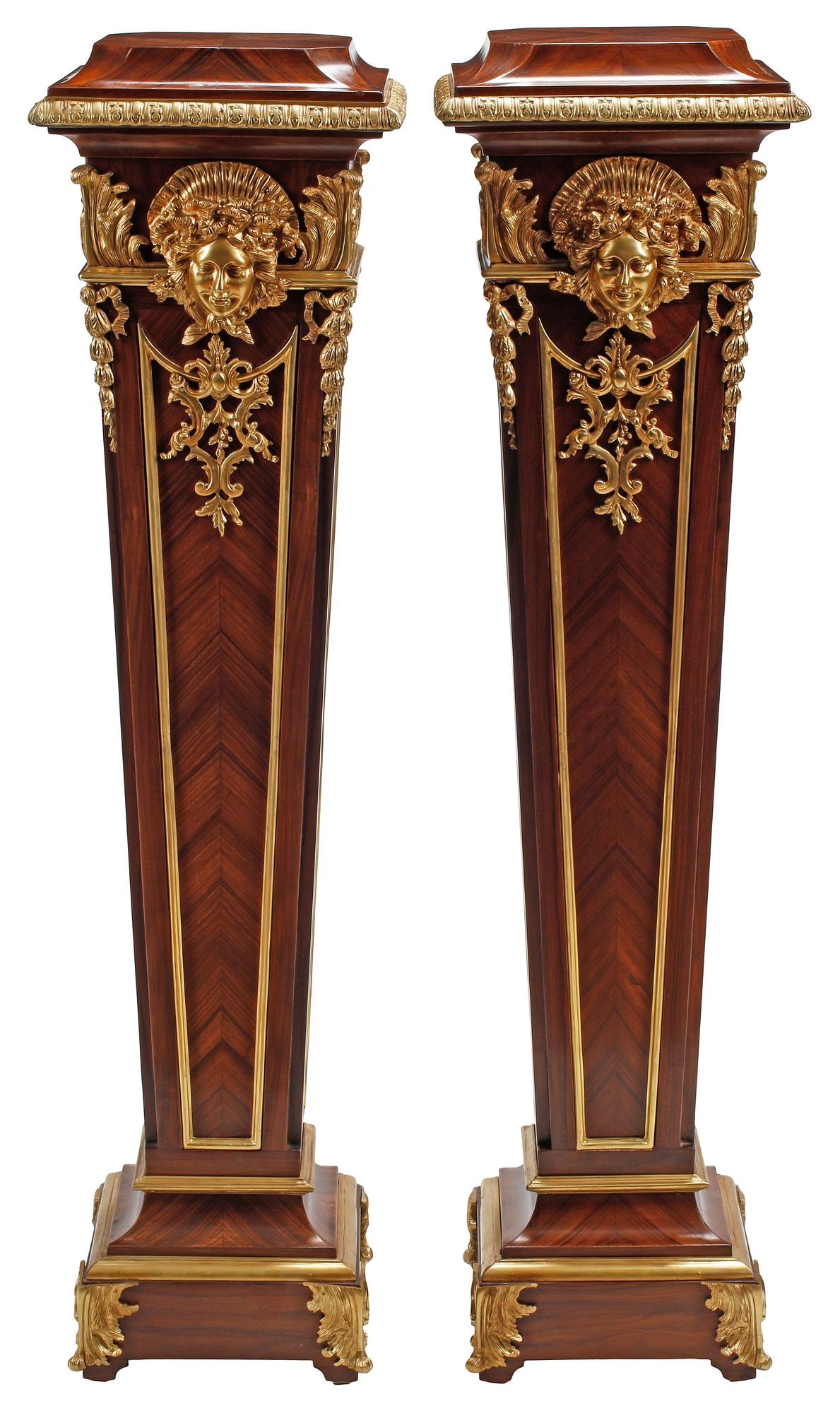 (2) REGENCE STYLE ORMOLU-MOUNTED MATCHED VENEER PEDESTALS (1 of 5)