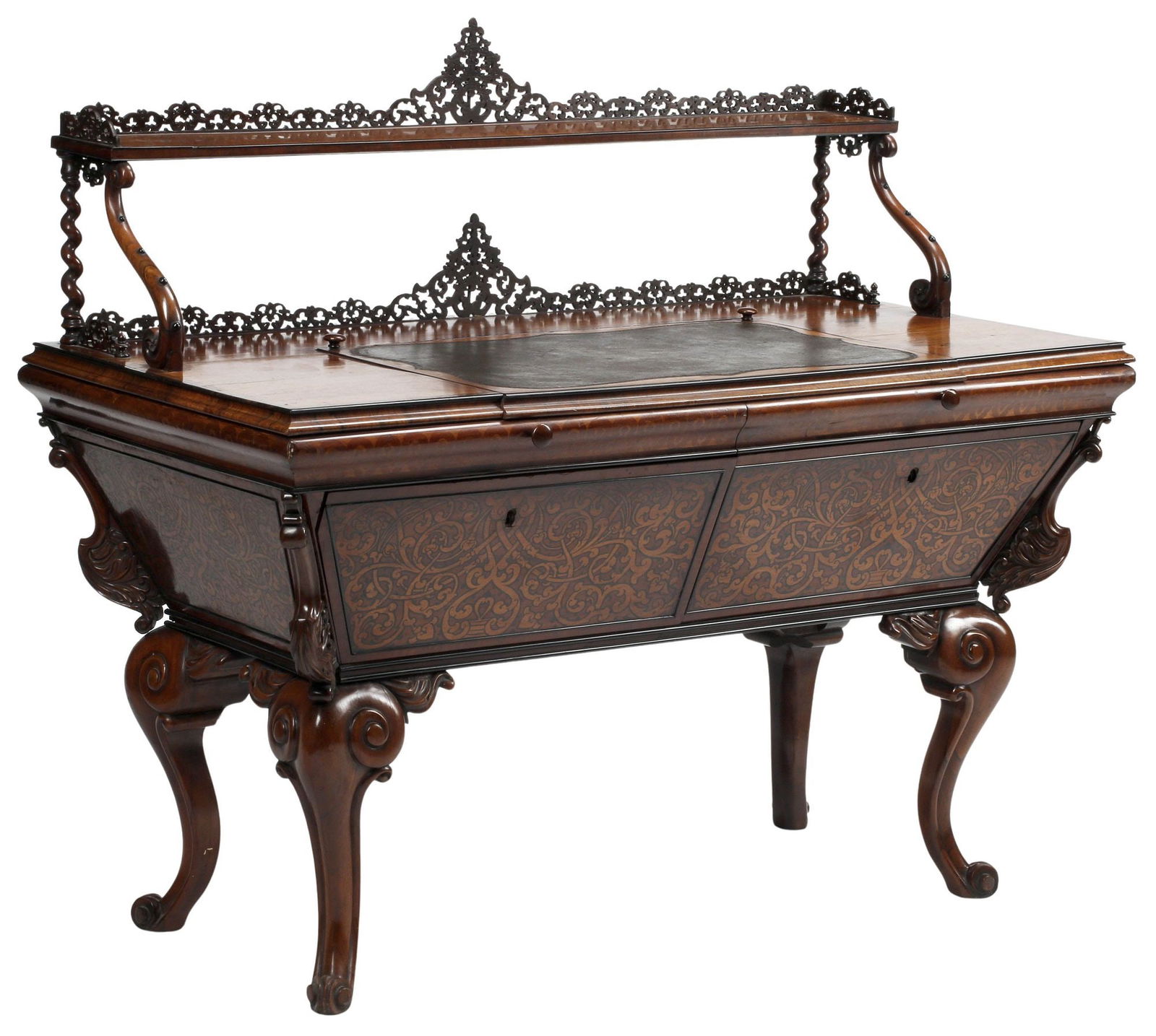 CONTINENTAL MARQUETRY-INLAID & PARCEL-EBONIZED WORK TABLE (1 of 9)
