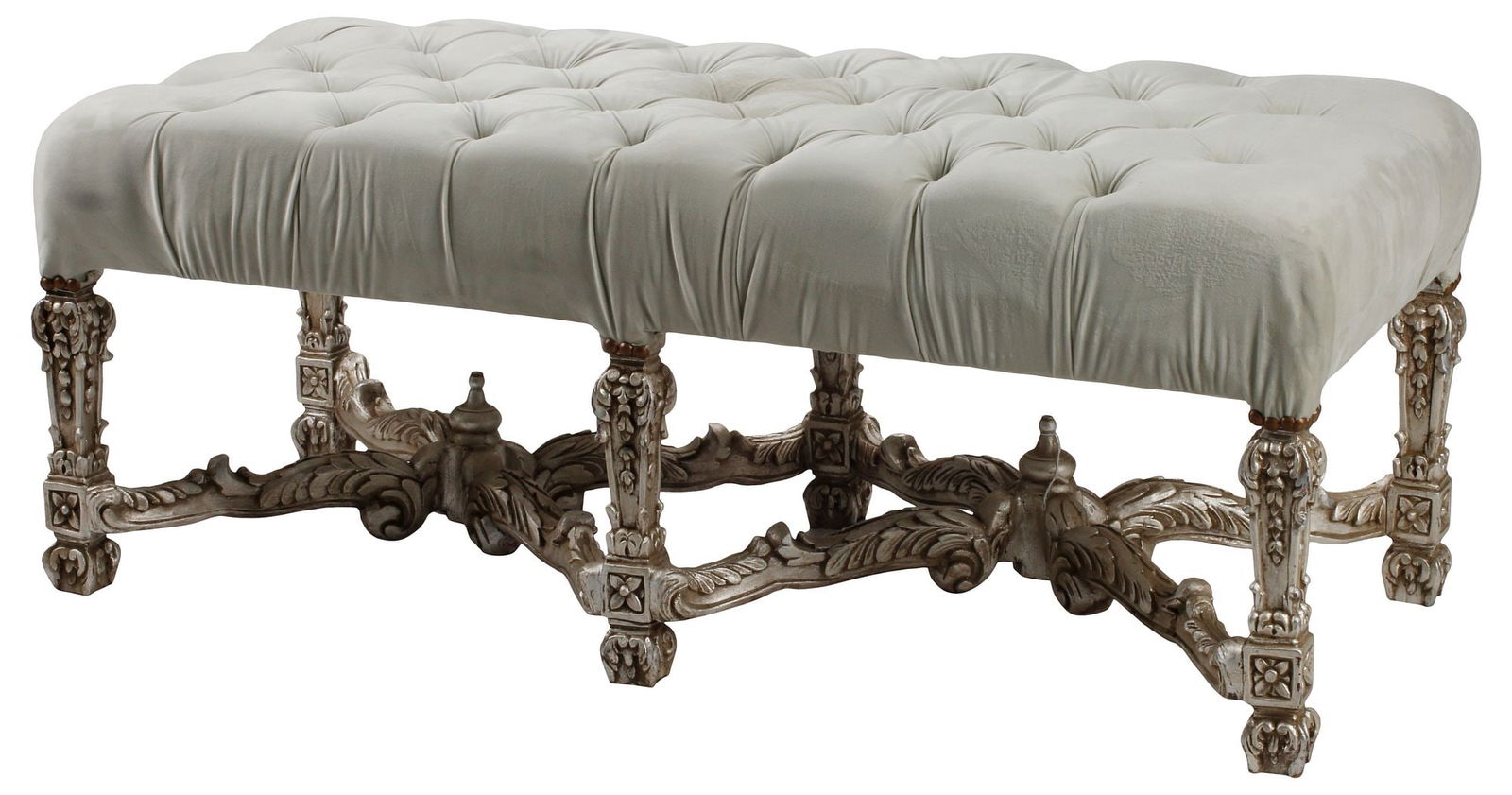 REGENCE STYLE UPHOLSTERED SILVER-GILT WINDOW BENCH (1 of 4)
