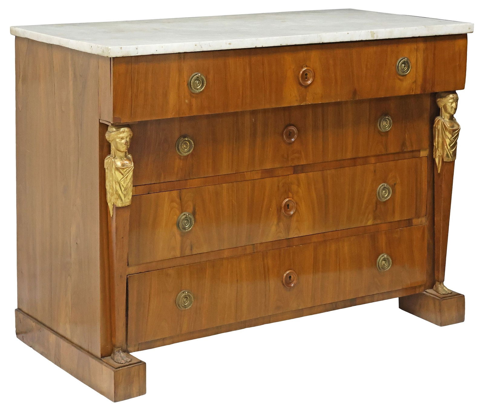 FRENCH EMPIRE PERIOD MARBLE-TOP WALNUT SECRETARY COMMODE (1 of 7)
