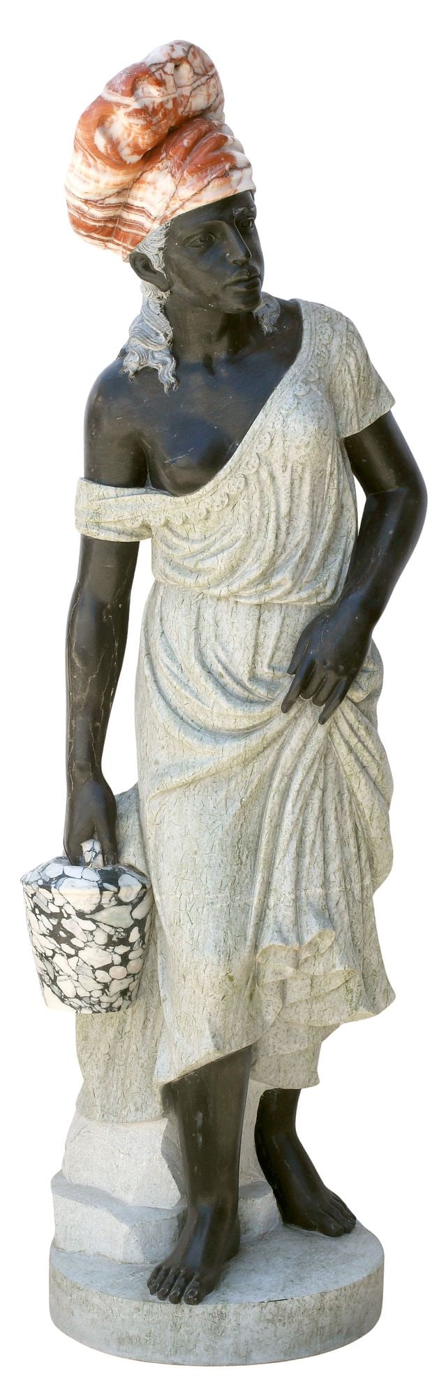 LIFE-SIZE POLYCHROME MARBLE SCULPTURE OF A WOMAN (1 of 6)