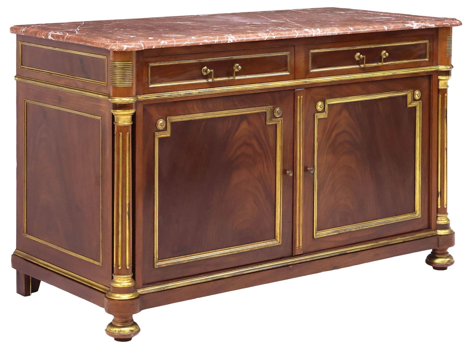 FRENCH LOUIS XVI STYLE MARBLE-TOP MAHOGANY SIDEBOARD (1 of 6)