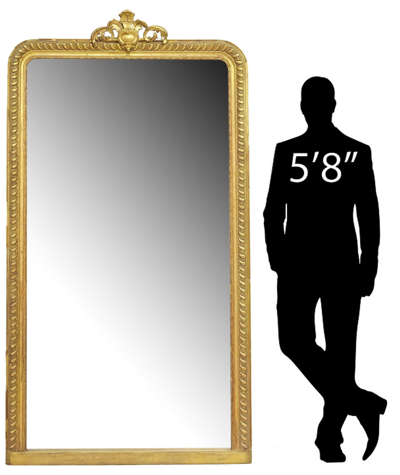 FRENCH LOUIS PHILIPPE PERIOD GILTWOOD MIRROR, 80.5" (1 of 4)