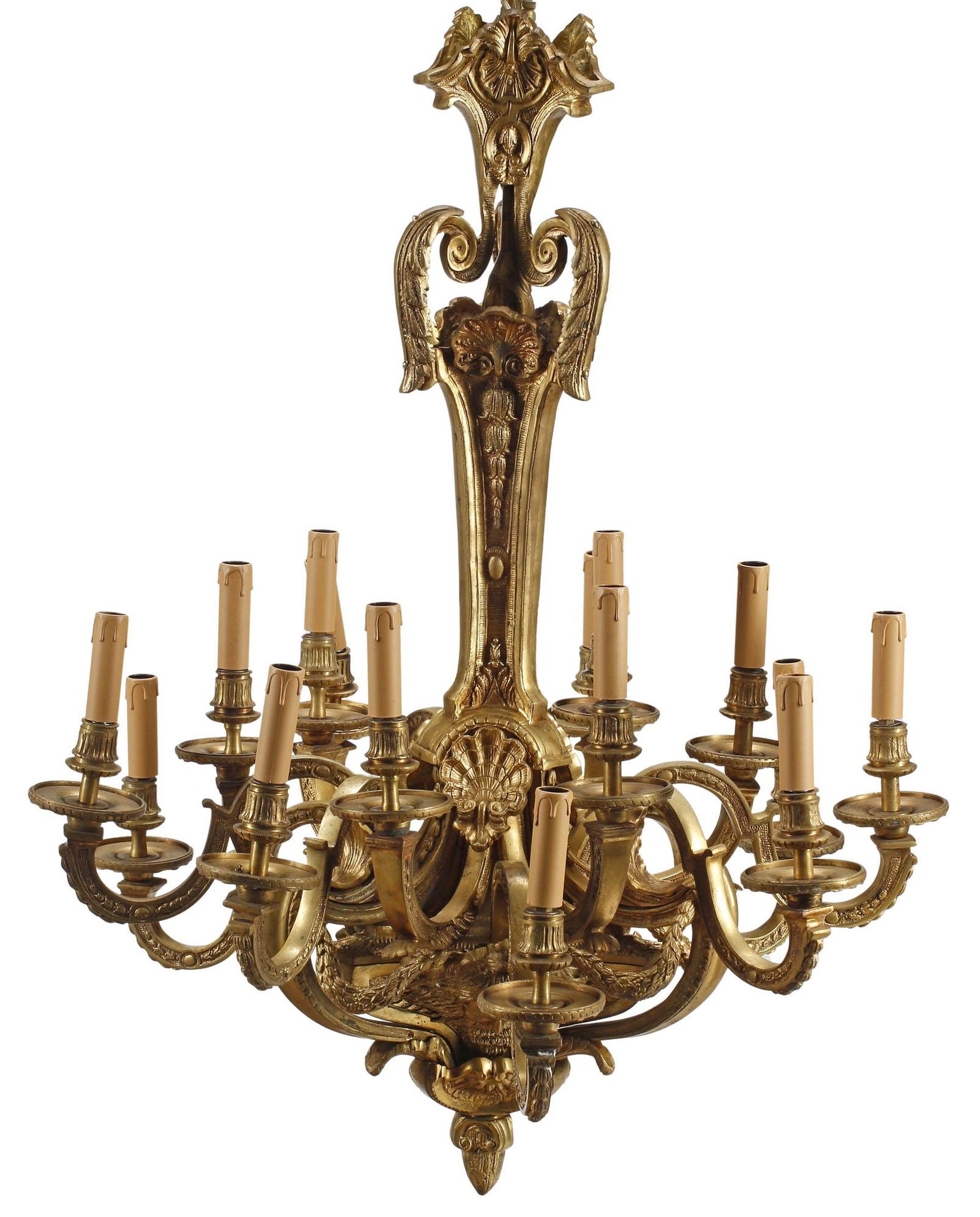 LARGE LOUIS XV STYLE ORMOLU 15-LIGHT CHANDELIER (1 of 5)
