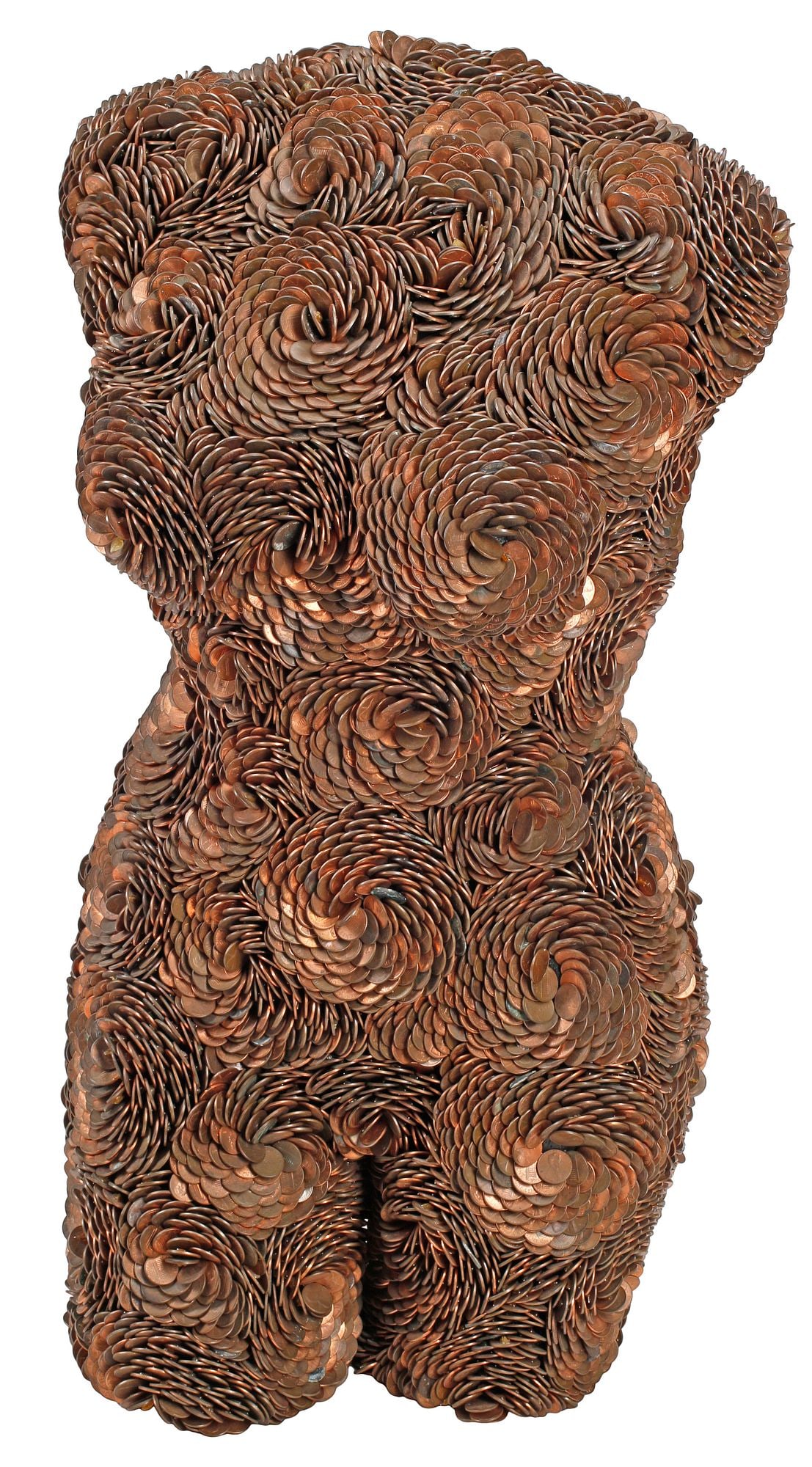 FEDERICO URIBE (B.1964) MIXED MEDIA PENNY SCULPTURE, FEMALE TORSO, 29"H (1 of 6)