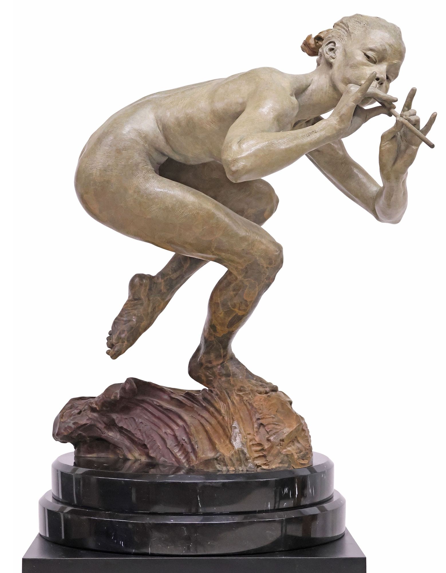 RICHARD MACDONALD (B. 1946) "THE PIPER" BRONZE ROTATING SCULPTURE ON PEDESTAL (1 of 10)