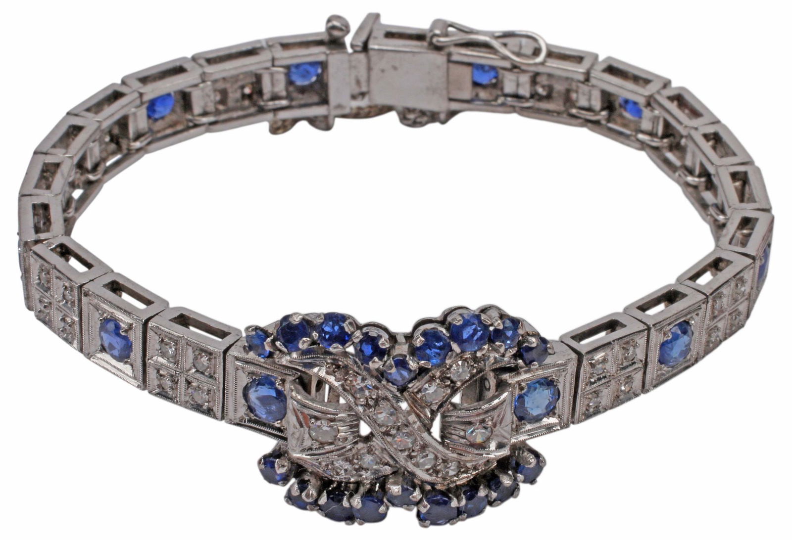 ESTATE PLATINUM, 5.00 CTTW SAPPHIRE & DIAMOND BRACELET (1 of 3)