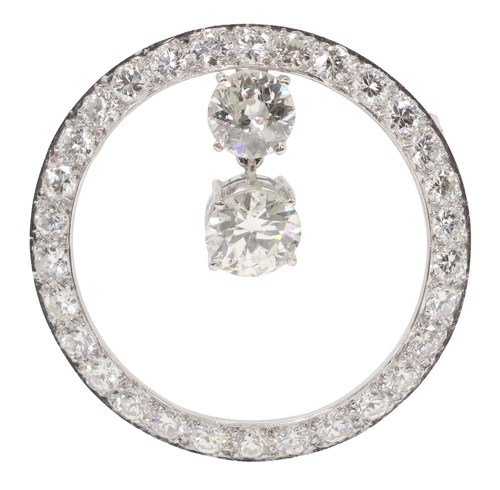 ESTATE PLATINUM & 5.90 CTTW DIAMOND CIRCLE PENDANT BROOCH (1 of 3)