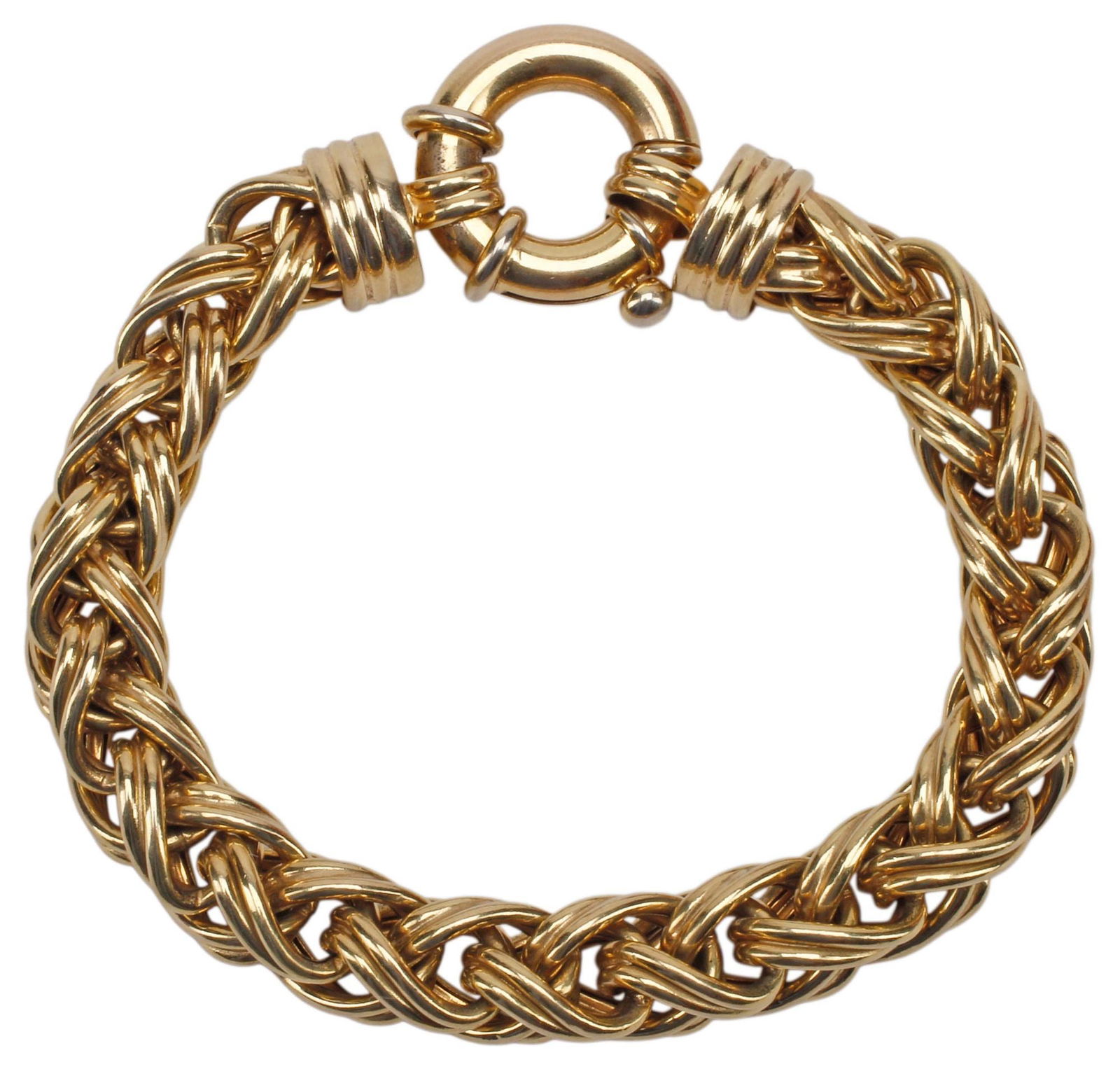 SUBSTANTIAL ESTATE ITALIAN 14KT YELLOW GOLD WOVEN CHAIN BRACELET (1 of 7)