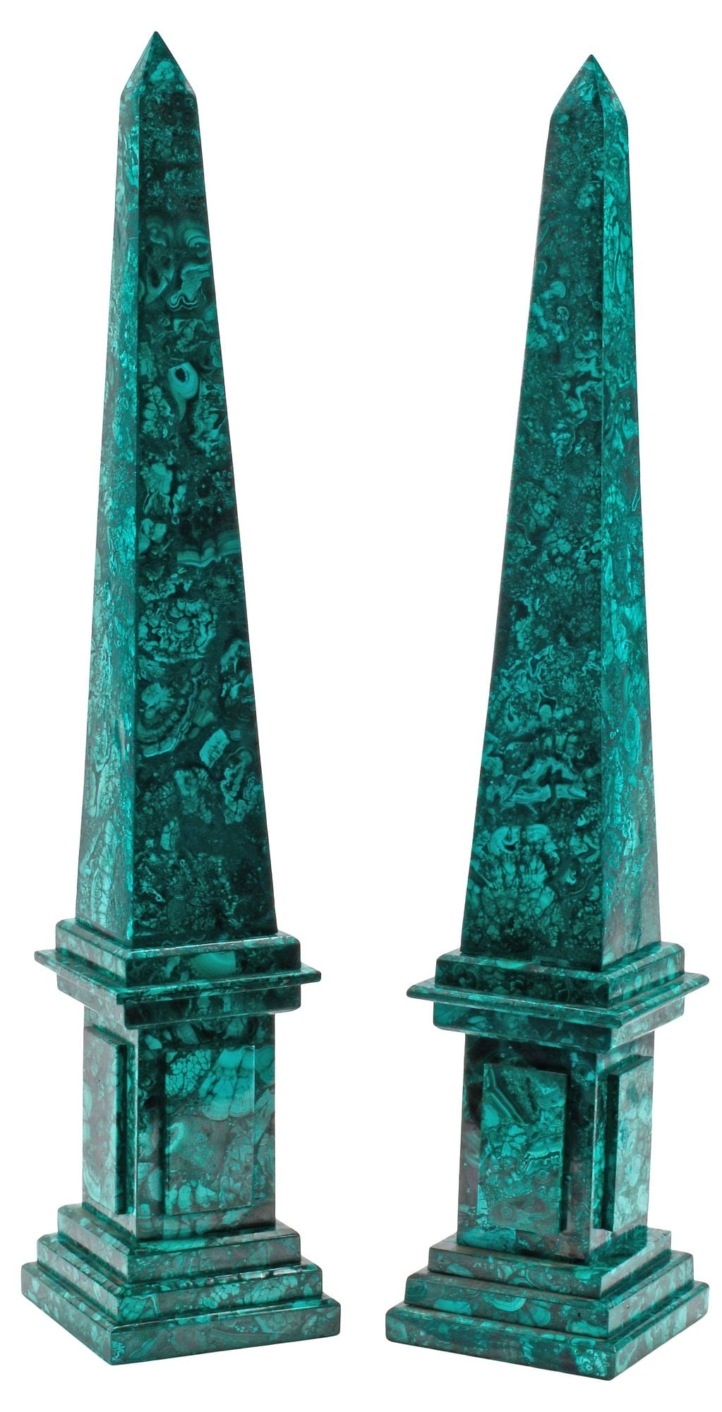 (2) LARGE MALACHITE OBELISKS, 29.5"H (1 of 5)