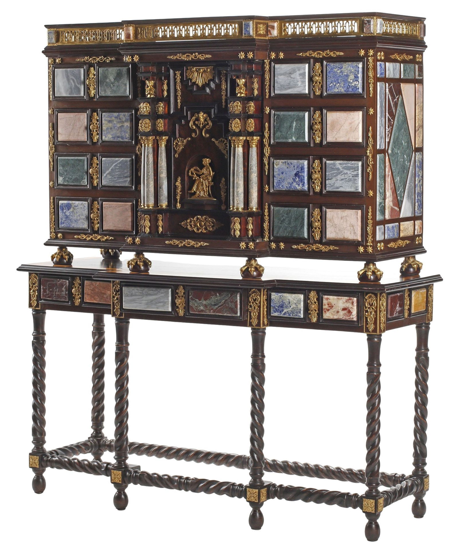 RENAISSANCE STYLE ORMOLU-MOUNTED SPECIMEN MARBLE CABINET ON STAND (1 of 7)