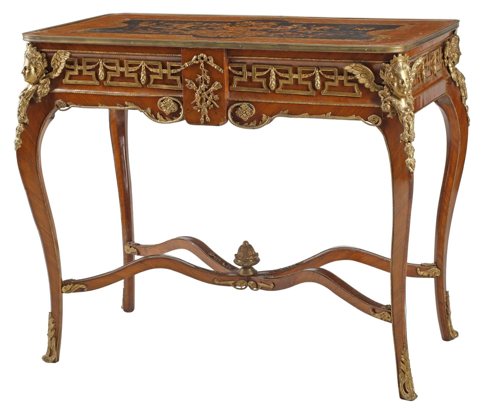 FRENCH LOUIS XV STYLE ORMOLU-MOUNTED FLORAL DECORATED CONSOLE TABLE (1 of 6)