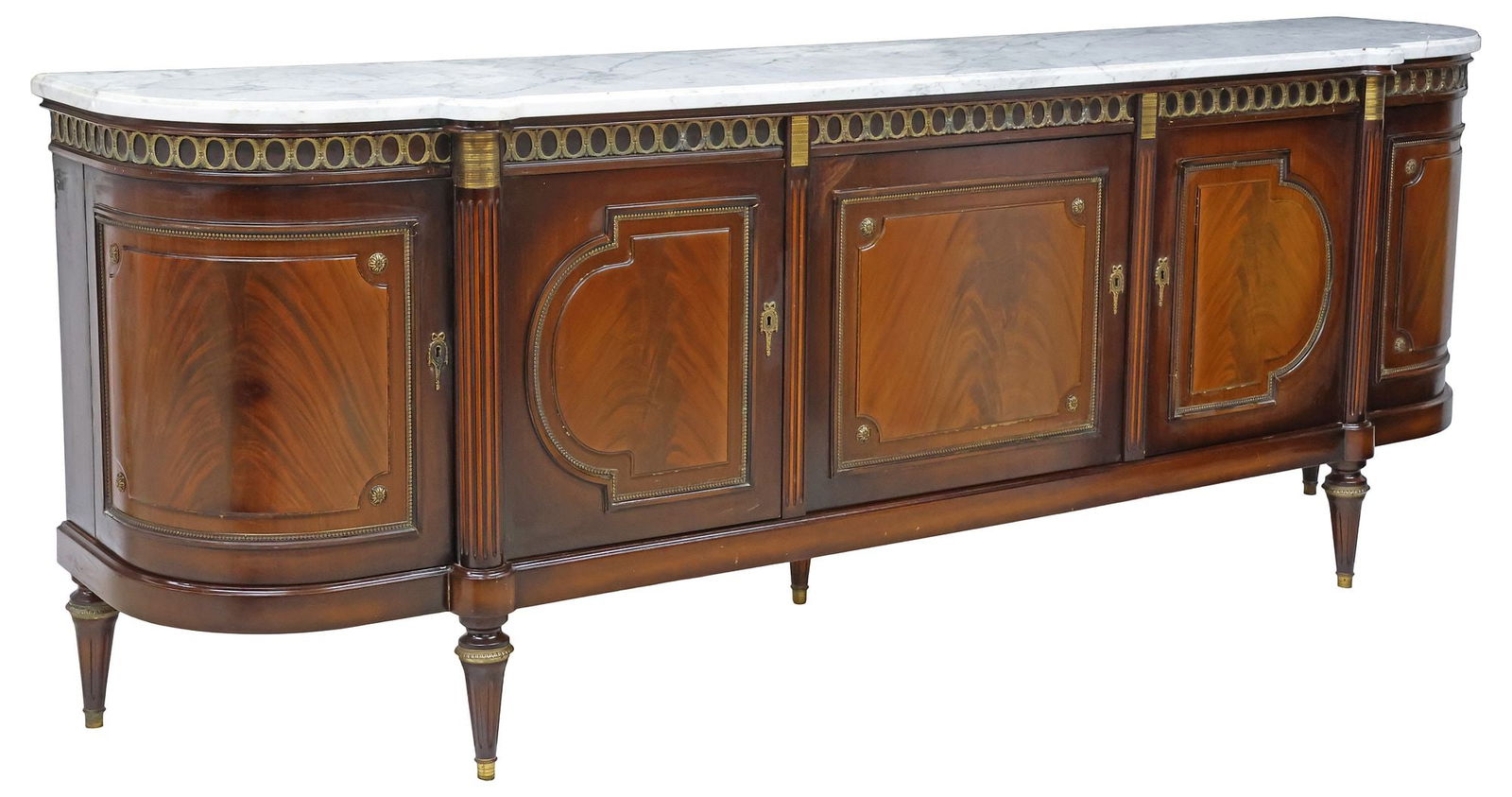 FRENCH LOUIS XVI STYLE MARBLE-TOP MAHOGANY SIDEBOARD (1 of 6)