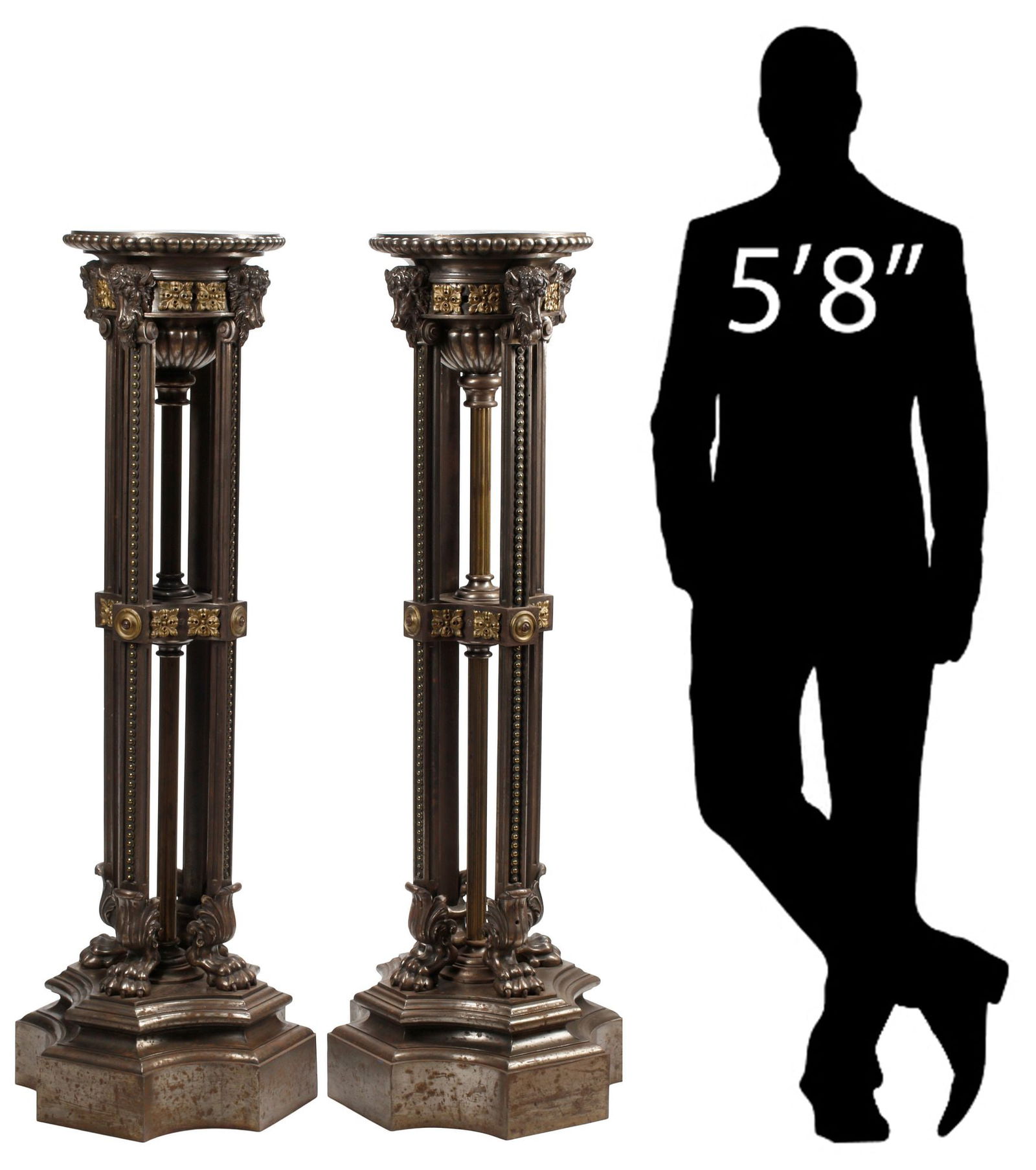 (2) NEOCLASSICAL STYLE SILVER-GILT & BRONZE DORE PEDESTALS (1 of 6)