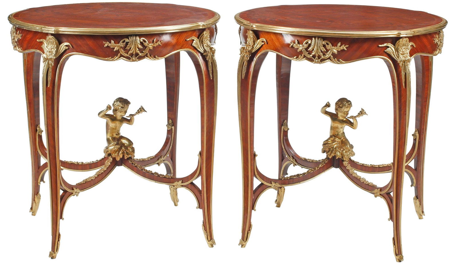 (2) LOUIS XV STYLE ORMOLU-MOUNTED MARQUETRY SIDE TABLES / GUERIDONS (1 of 6)