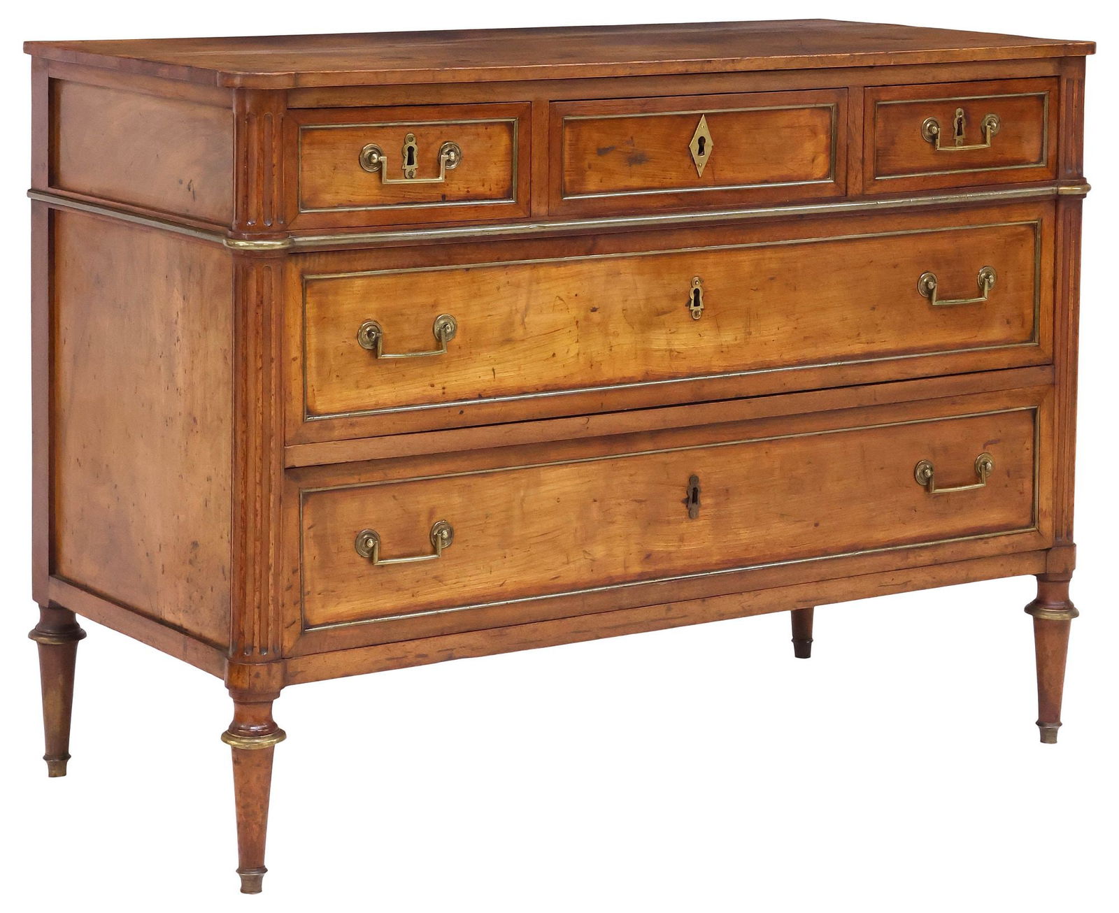 FRENCH LOUIS XVI STYLE 5-DRAWER WALNUT COMMODE (1 of 5)