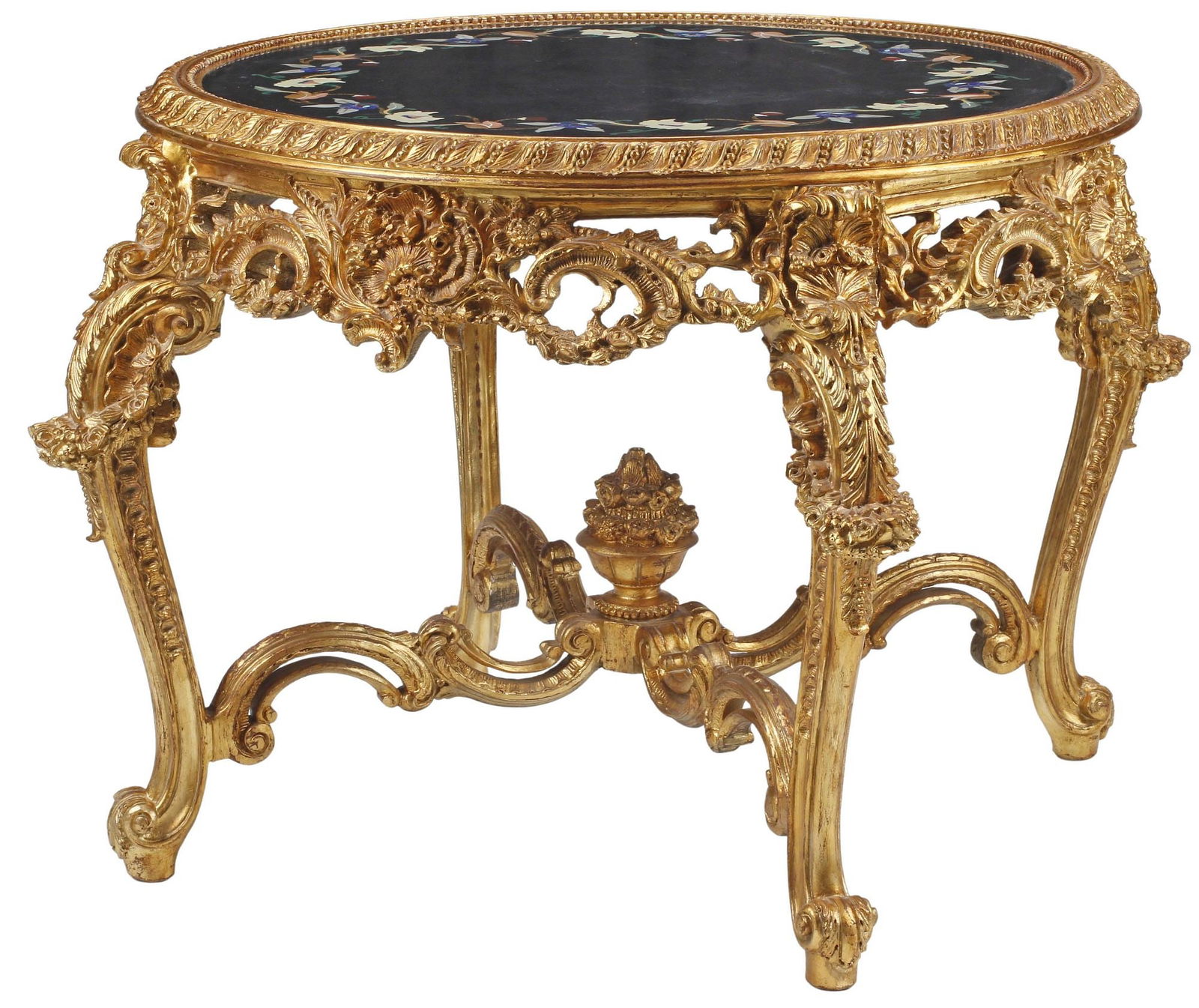 LOUIS XV STYLE SPECIMEN MARBLE-TOP GILT CENTER TABLE (1 of 7)