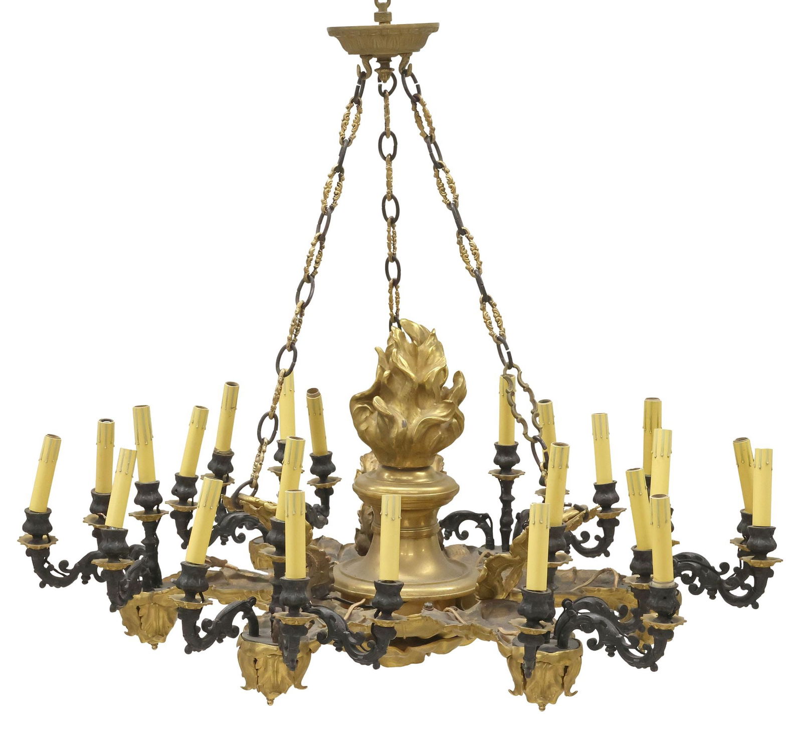 LARGE LOUIS PHILIPPE STYLE BRONZE 24-LIGHT CHANDELIER, 40"DIAM (1 of 6)