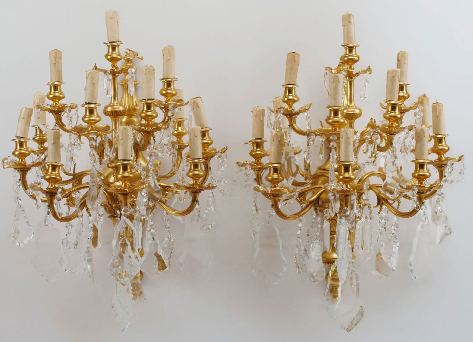 (2) NEOCLASSICAL STYLE ORMOLU & CRYSTAL 11-LIGHT WALL SCONCES (1 of 5)