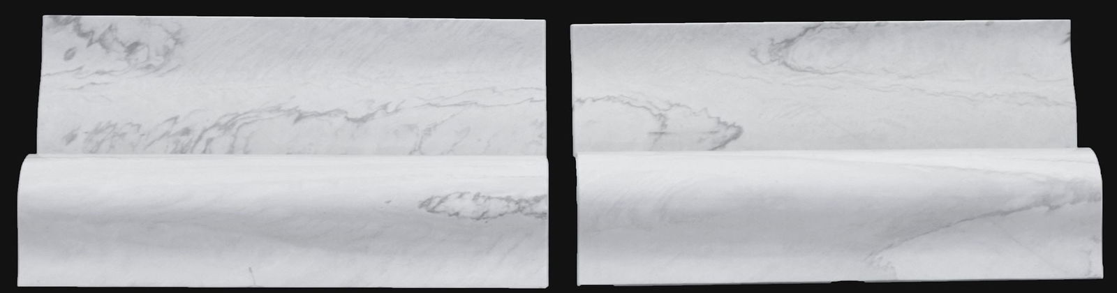 (2) LARGE ART MODERNE CARVED MARBLE SCULPTURAL GARDEN BENCHES, 66"L (1 of 5)