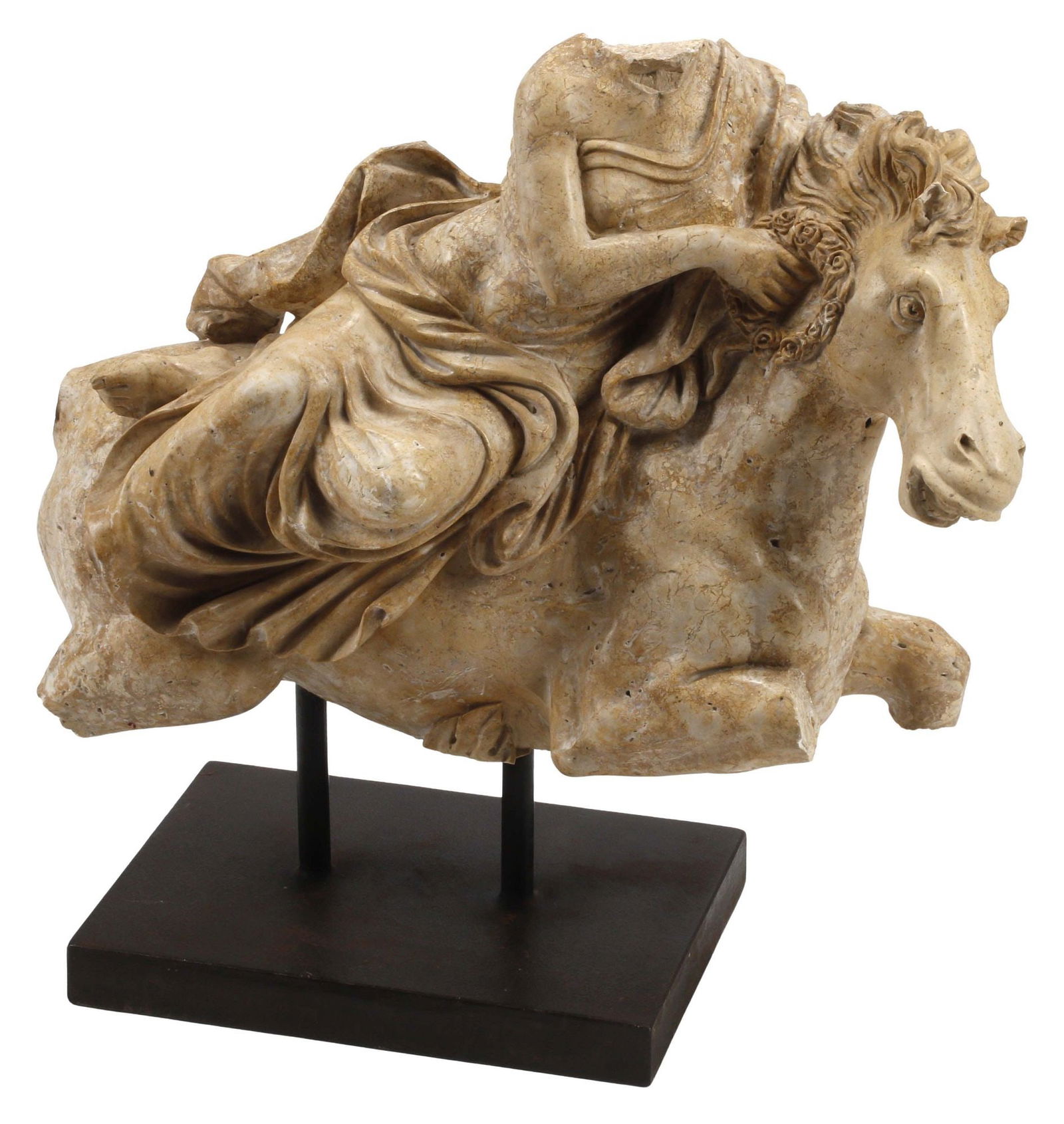 CARVED MARBLE SCULPTURE OF A RIDER ON HORSEBACK AFTER THE ANTIQUE (1 of 5)