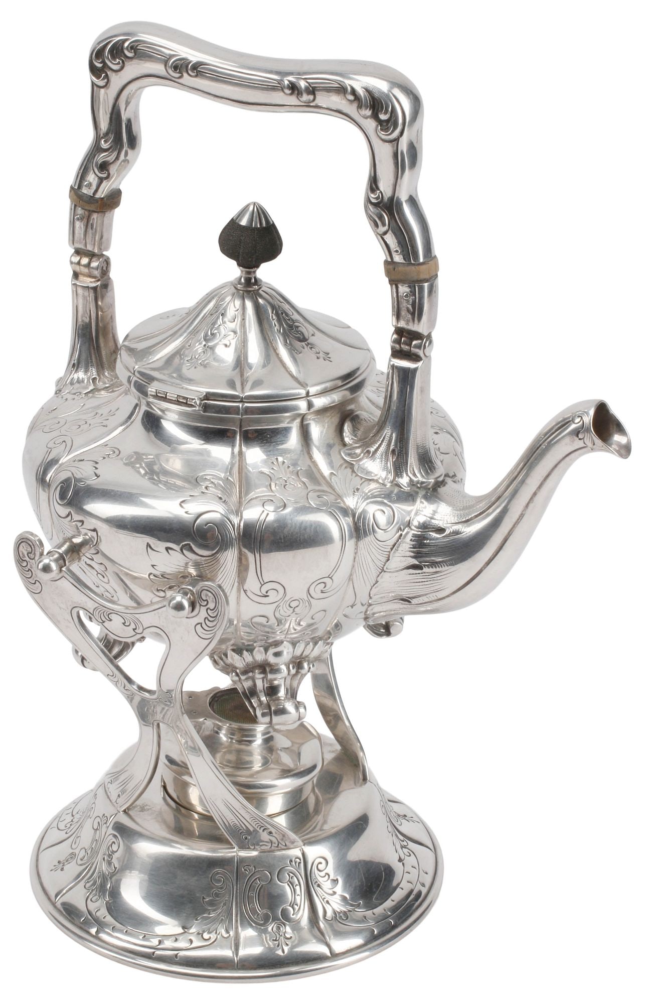 INTERNATIONAL SILVER CO. STERLING SILVER SPIRIT KETTLE ON STAND (1 of 5)