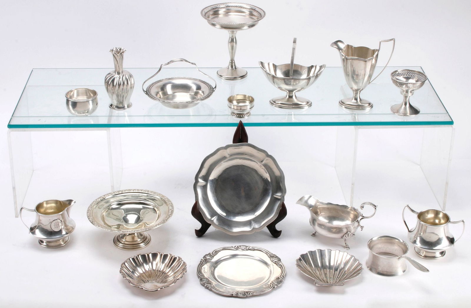 (17) COLLECTION OF STERLING, .800 SILVER & WEIGHTED STERLING TABLE ARTICLES (1 of 9)