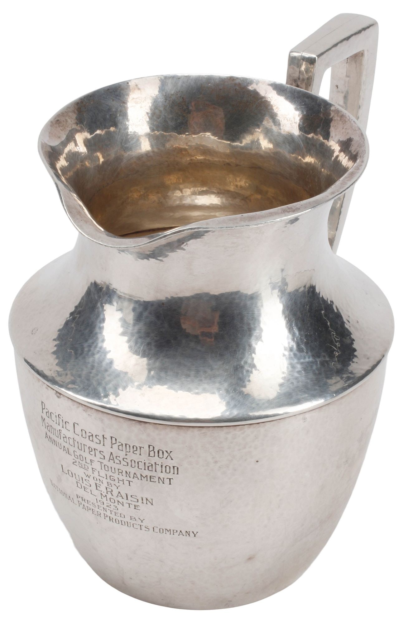 SHREVE ARTS & CRAFTS HAMMERED STERLING SILVER PRESENTATION PITCHER (1 of 6)