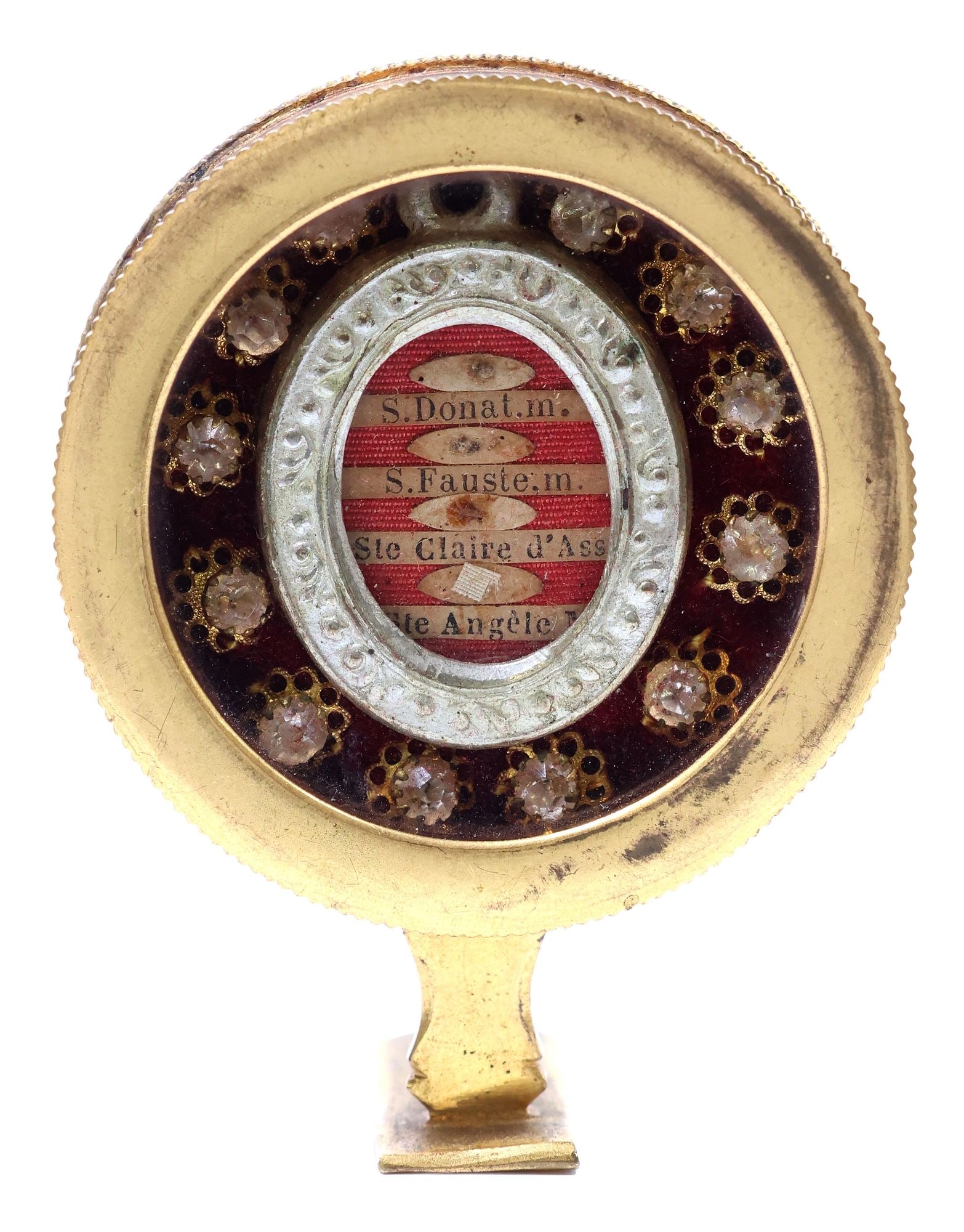 RELICS OF 3 MARTYRED SAINTS & ST. CLARE ASSISI IN THECA & PAX RELIQUARY (1 of 5)