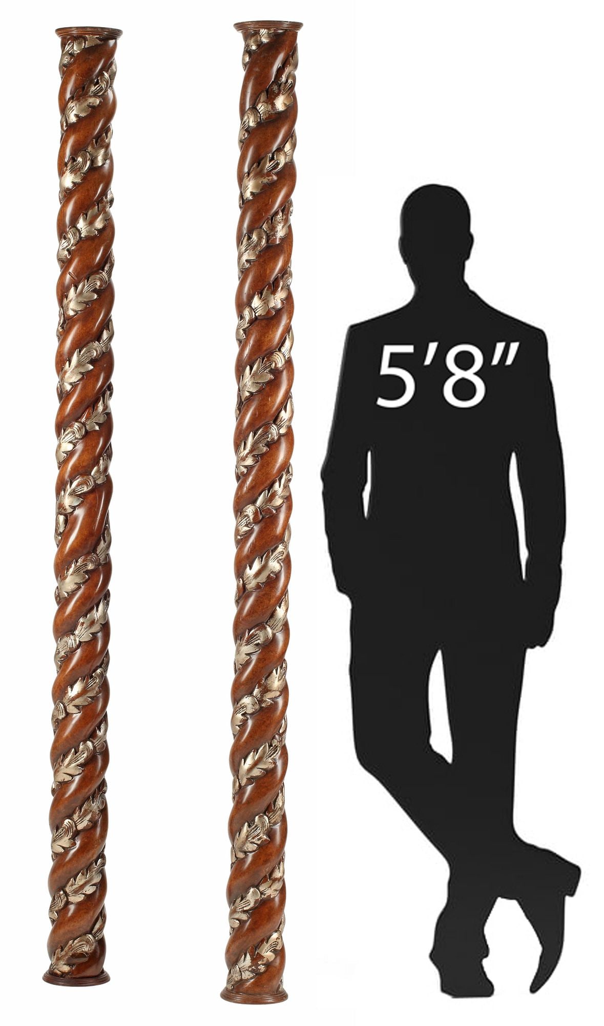 (2) ARCHITECTURAL PARCEL-GILT SOLOMONIC COLUMNS, 88.5"H (1 of 6)