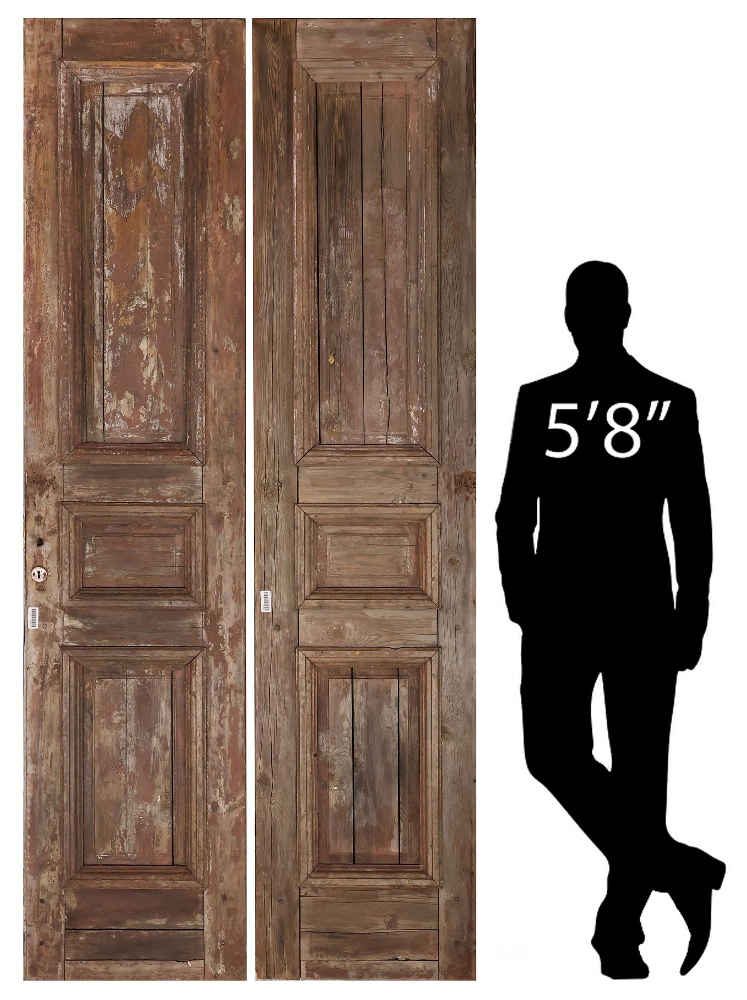 (2) MONUMENTAL RUSTIC FRENCH ARCHITECTURAL PANELED WOOD DOORS, 96"H (1 of 4)