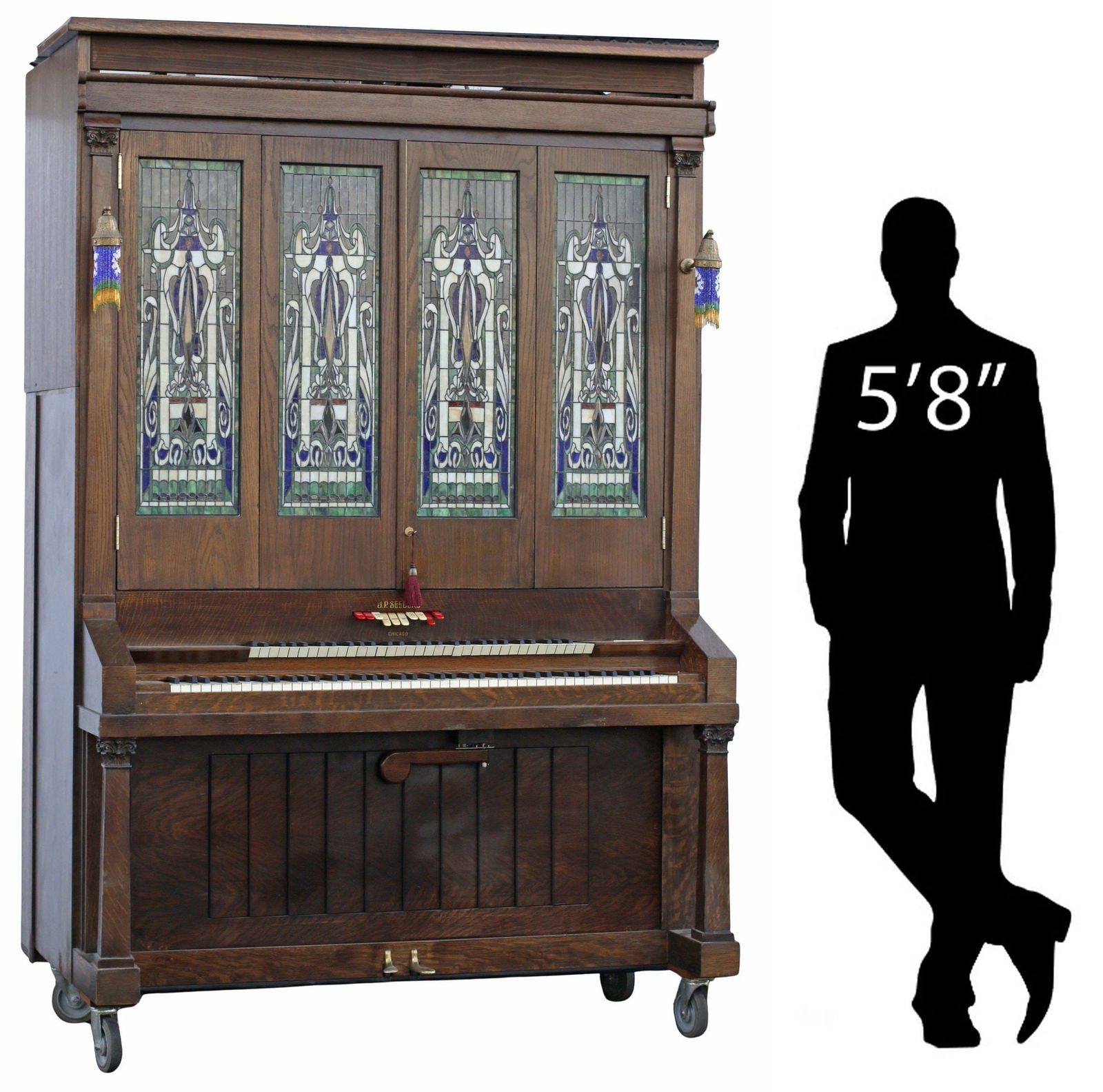 J.P. SEEBURG 'H MODEL' OAK & STAINED GLASS ORCHESTRION INSTRUMENT, 94.5"H (1 of 10)