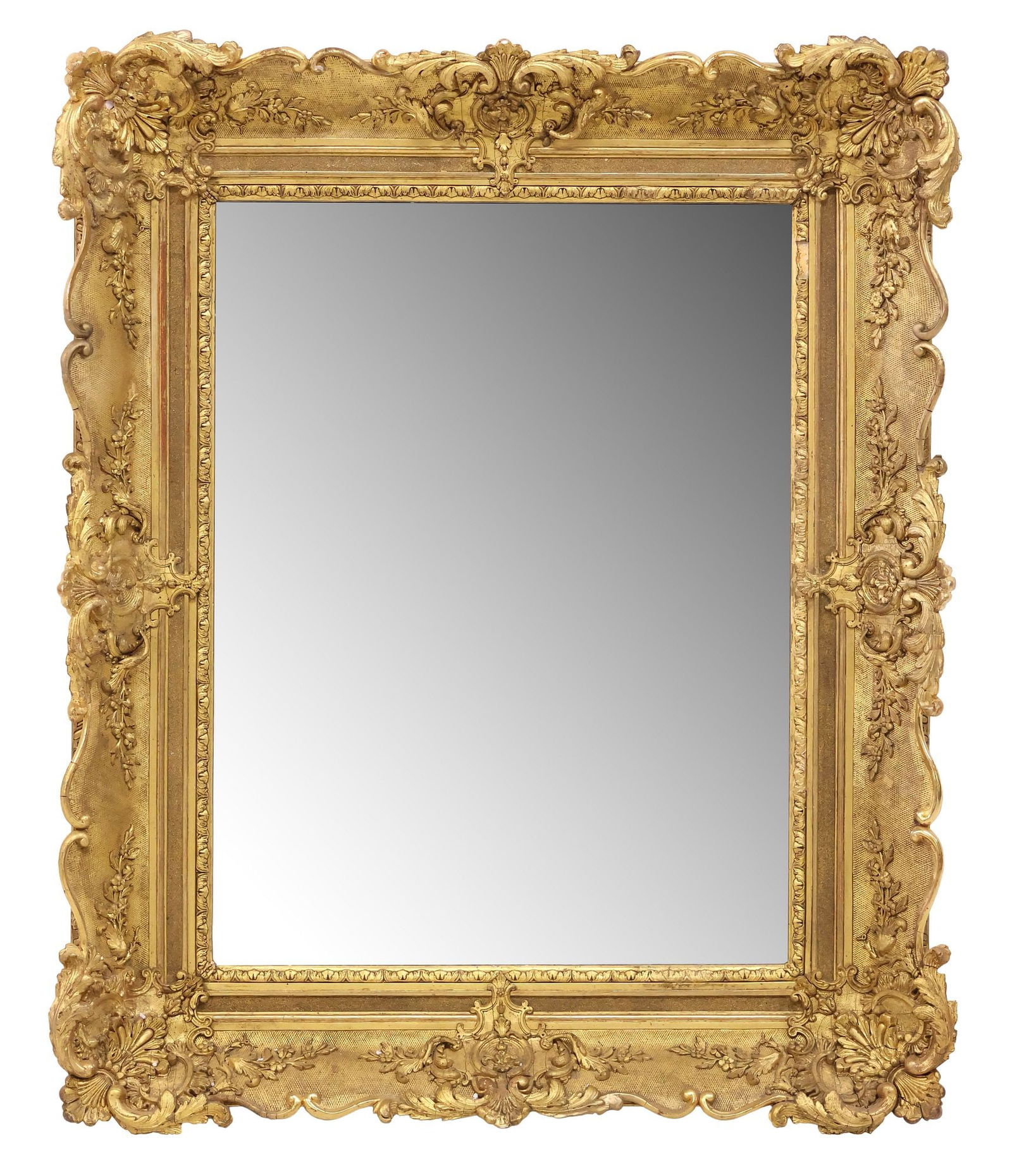 BAROQUE STYLE CARVED GILTWOOD MIRROR, 42" X 33.5" (1 of 4)