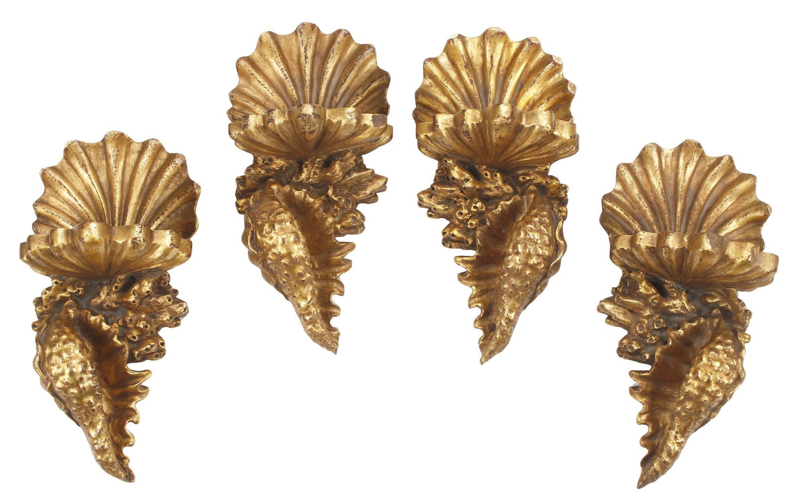 (4) GROTTO STYLE PARCEL GILT SHELL-FORM WALL BRACKETS (1 of 5)