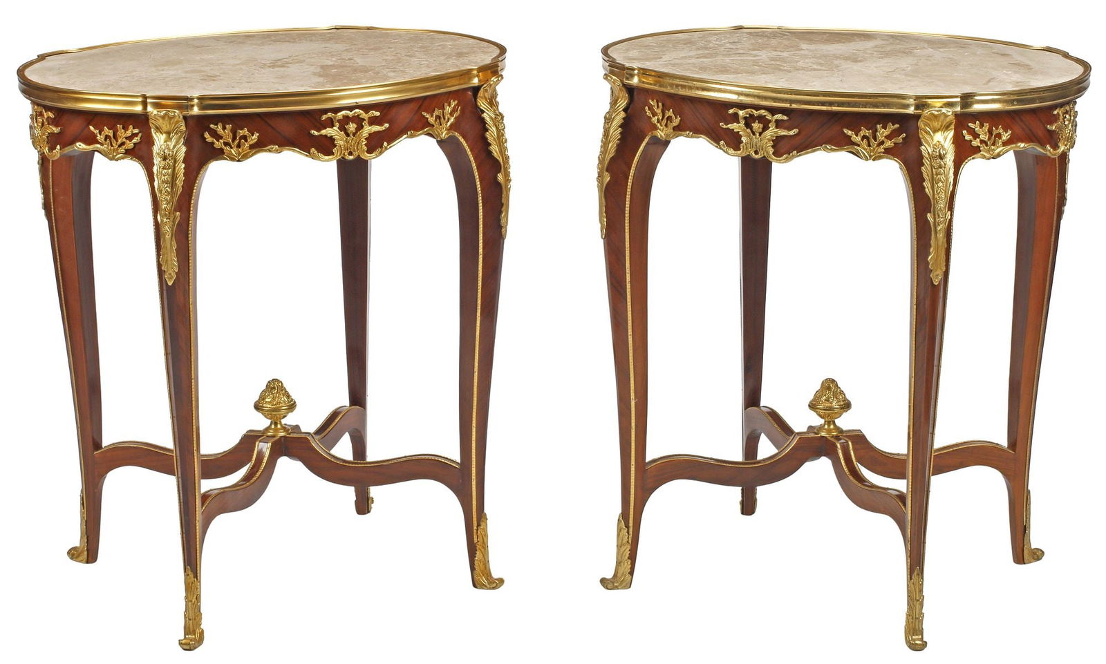 (2) LOUIS XV STYLE MARBLE-TOP & ORMOLU-MOUNTED TABLES / GUERIDONS (1 of 6)