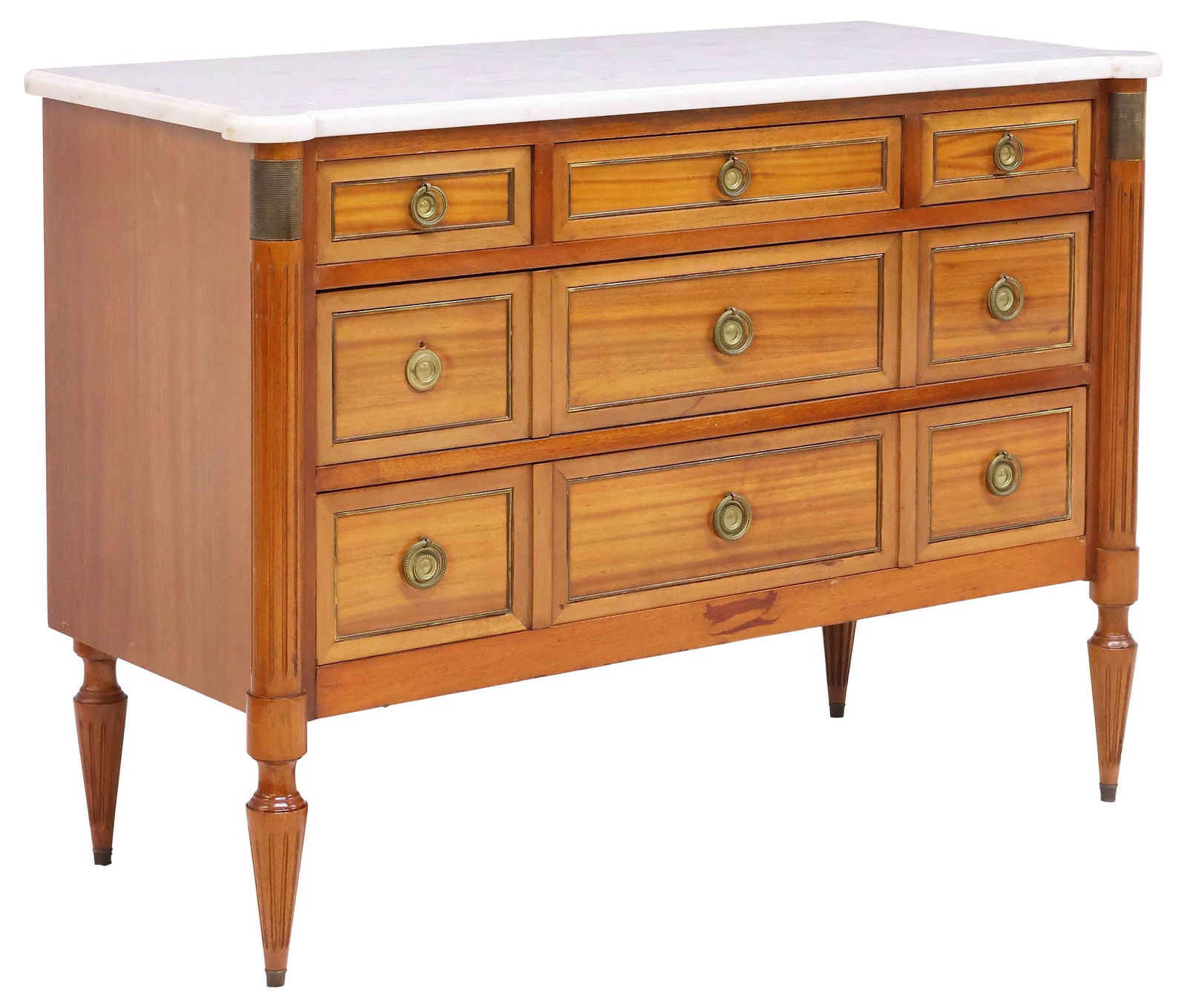 FRENCH LOUIS XVI STYLE MARBLE-TOP MAHOGANY COMMODE (1 of 5)