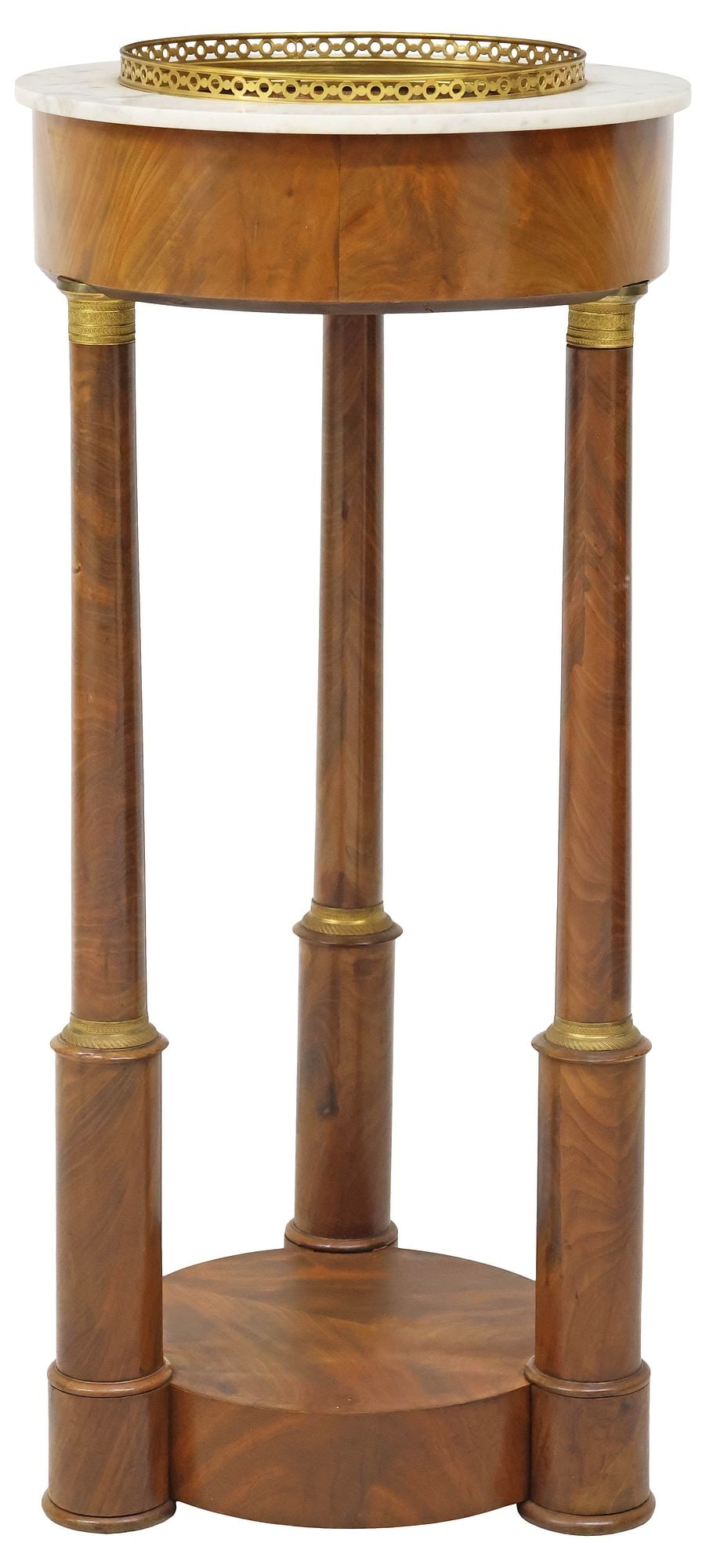 FRENCH EMPIRE STYLE MAHOGANY MARBLE-TOP STANDING JARDINIERE (1 of 3)