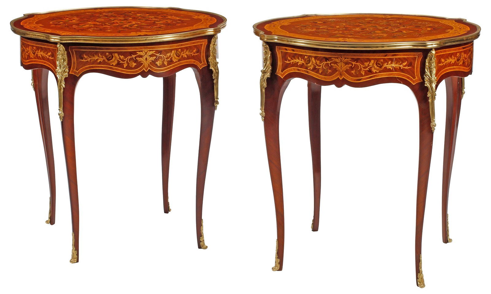 (2) LOUIS XV STYLE ORMOLU-MOUNTED MARQUETRY SIDE TABLES / GUERIDONS (1 of 5)