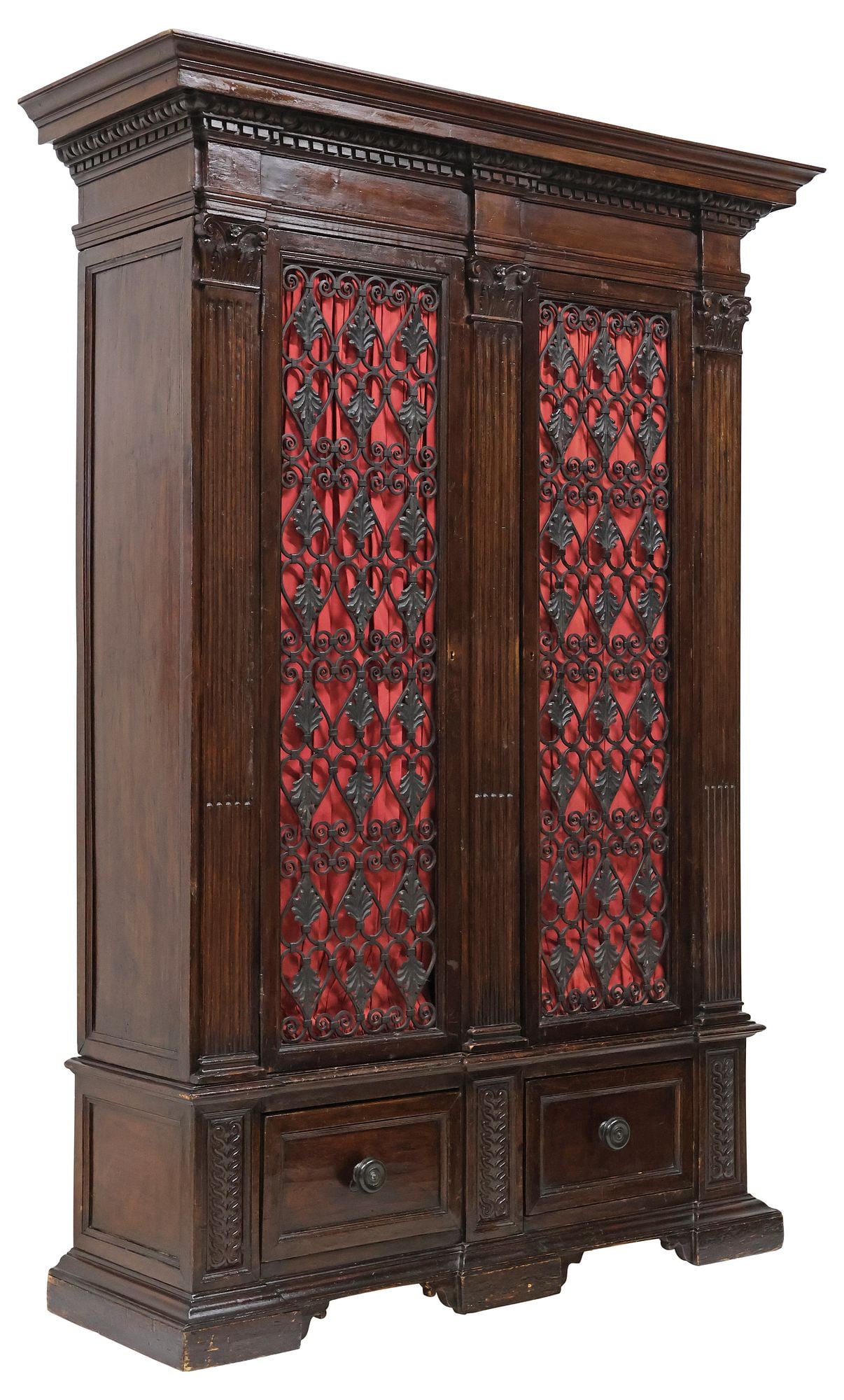 ITALIAN RENAISSANCE REVIVAL WALNUT & WROUGHT IRON BOOKCASE (1 of 5)