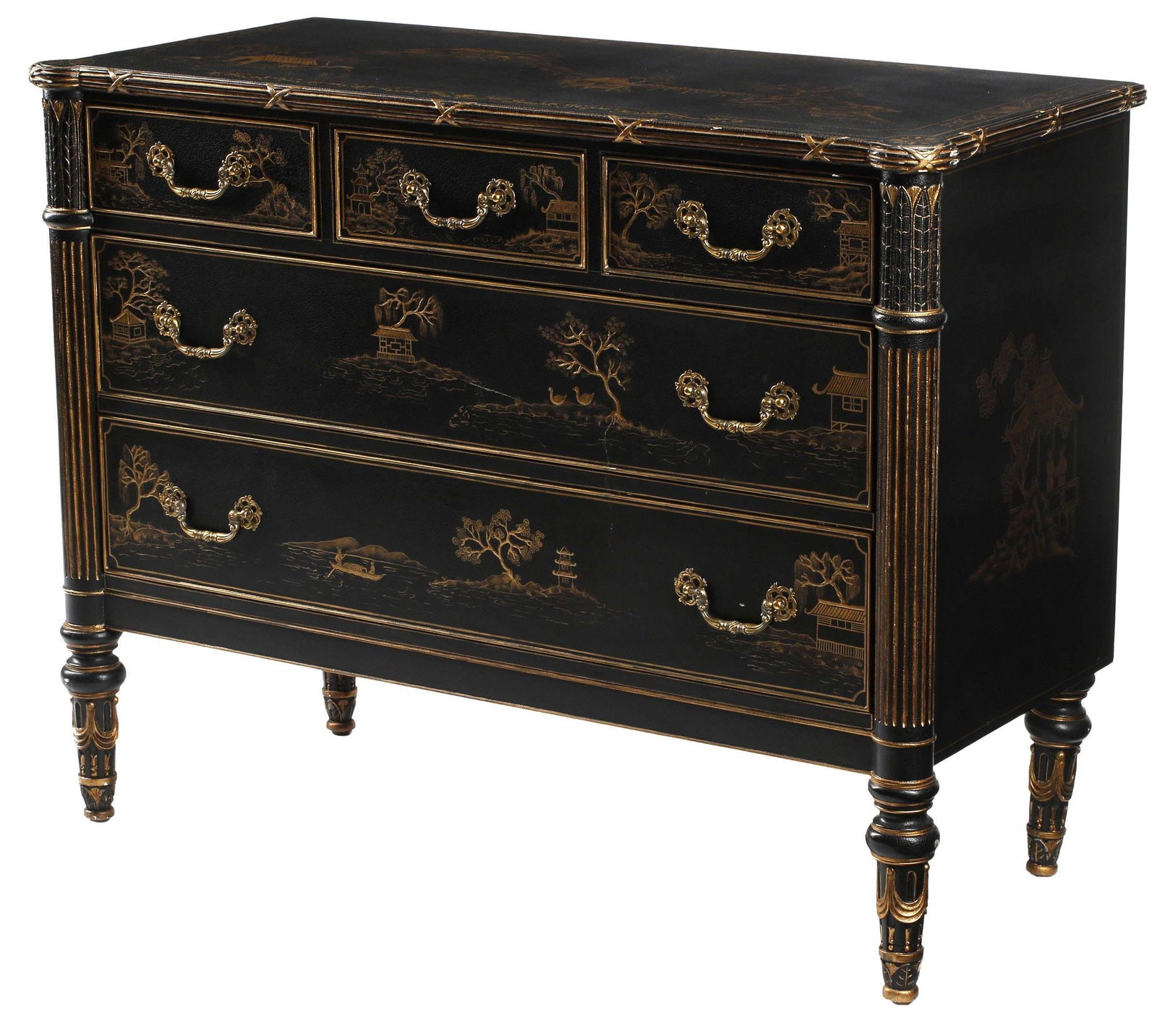 MAITLAND-SMITH PARCEL-GILT & BLACK-PAINTED CHINOISERIE COMMODE (1 of 8)