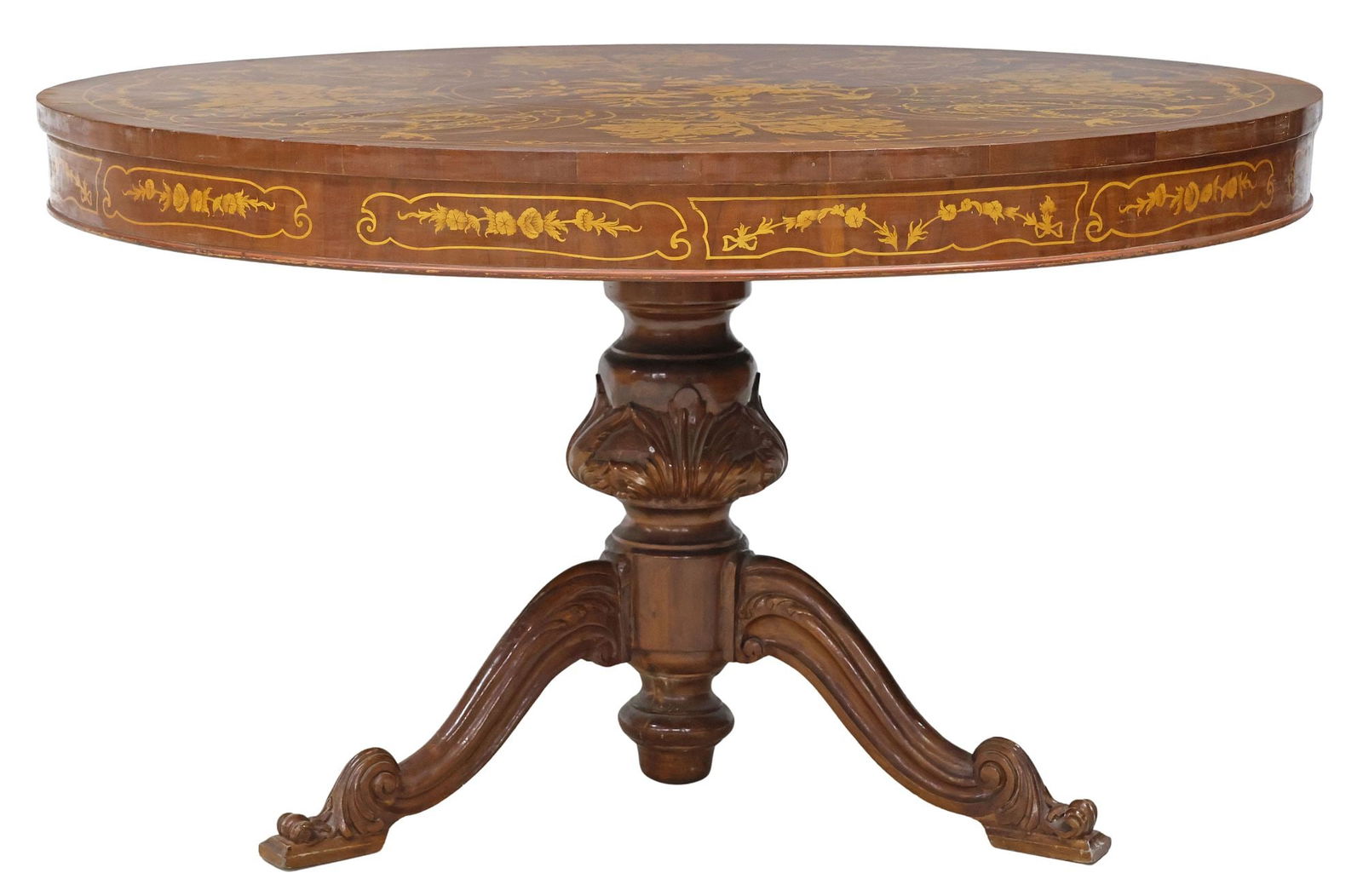 ITALIAN MARQUETRY TILT-TOP CENTER TABLE, 58.75"DIAM (1 of 3)