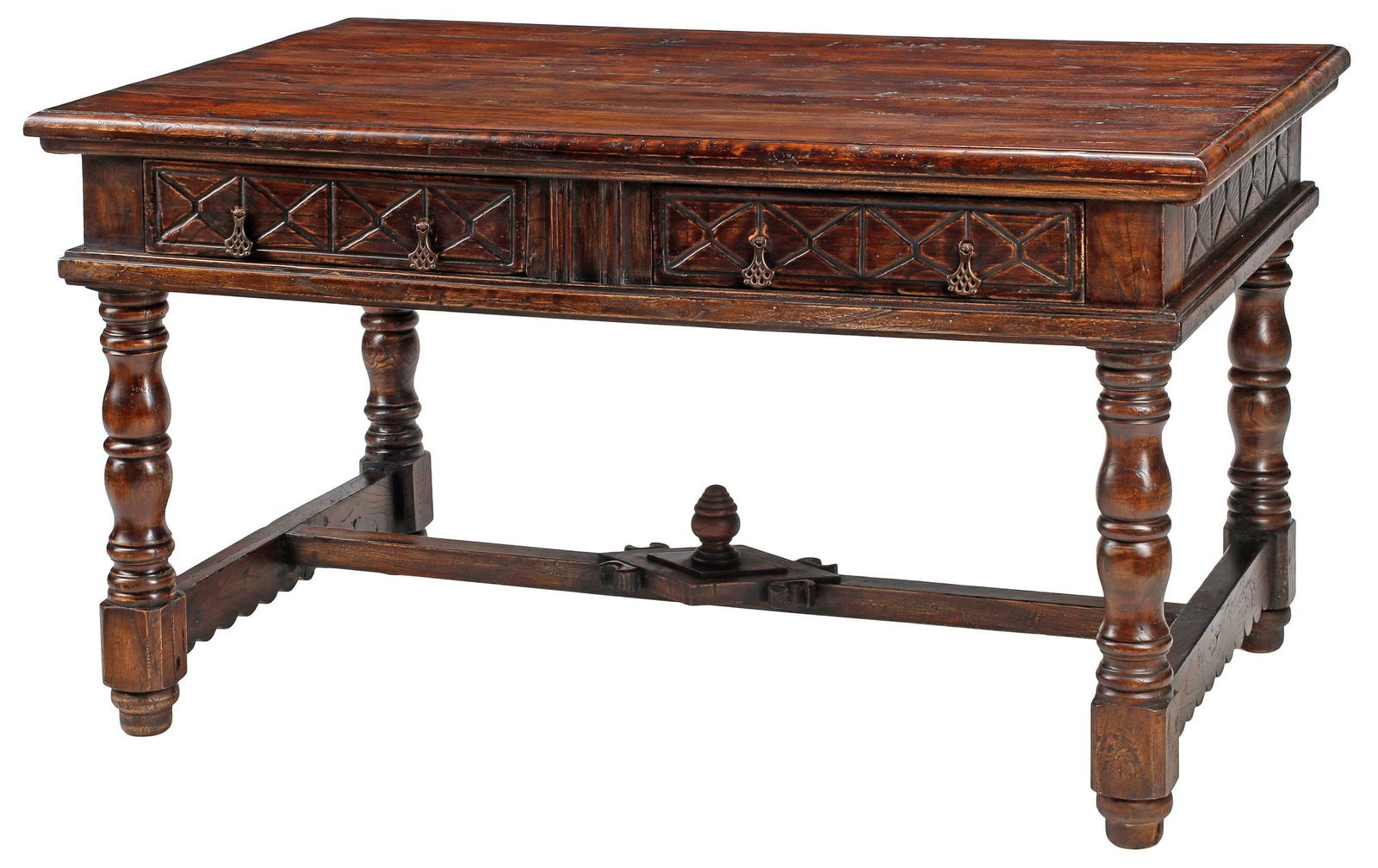 RENAISSANCE STYLE CARVED WOOD 2-DRAWER WRITING TABLE / DESK (1 of 6)