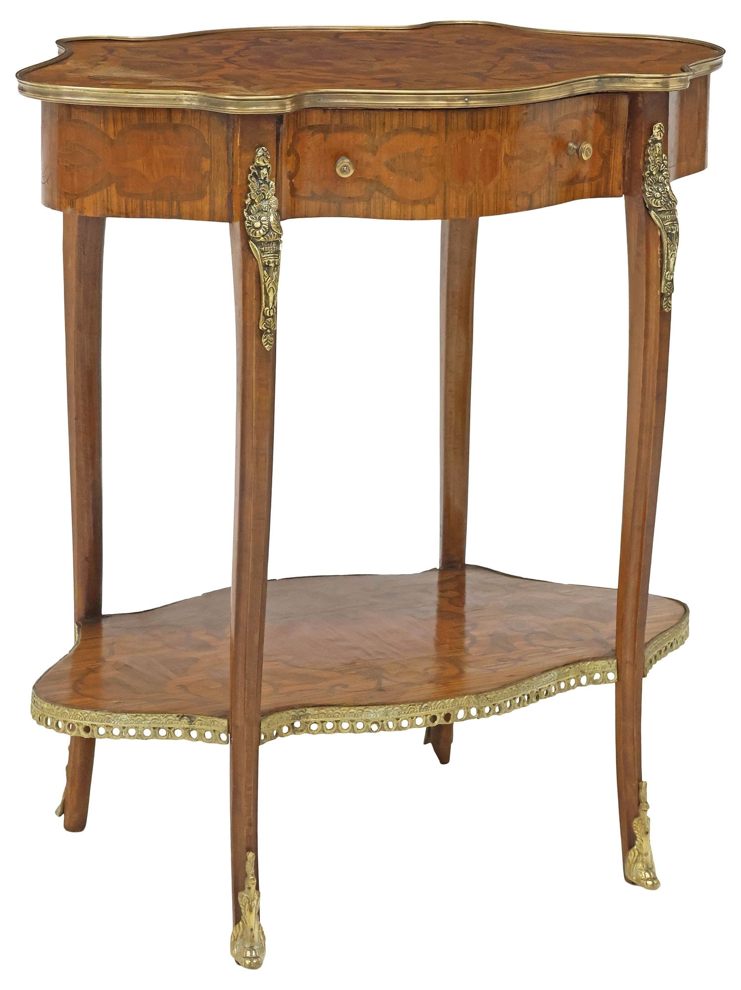 FRENCH LOUIS XV STYLE ROSEWOOD & MARQUETRY SIDE TABLE (1 of 5)